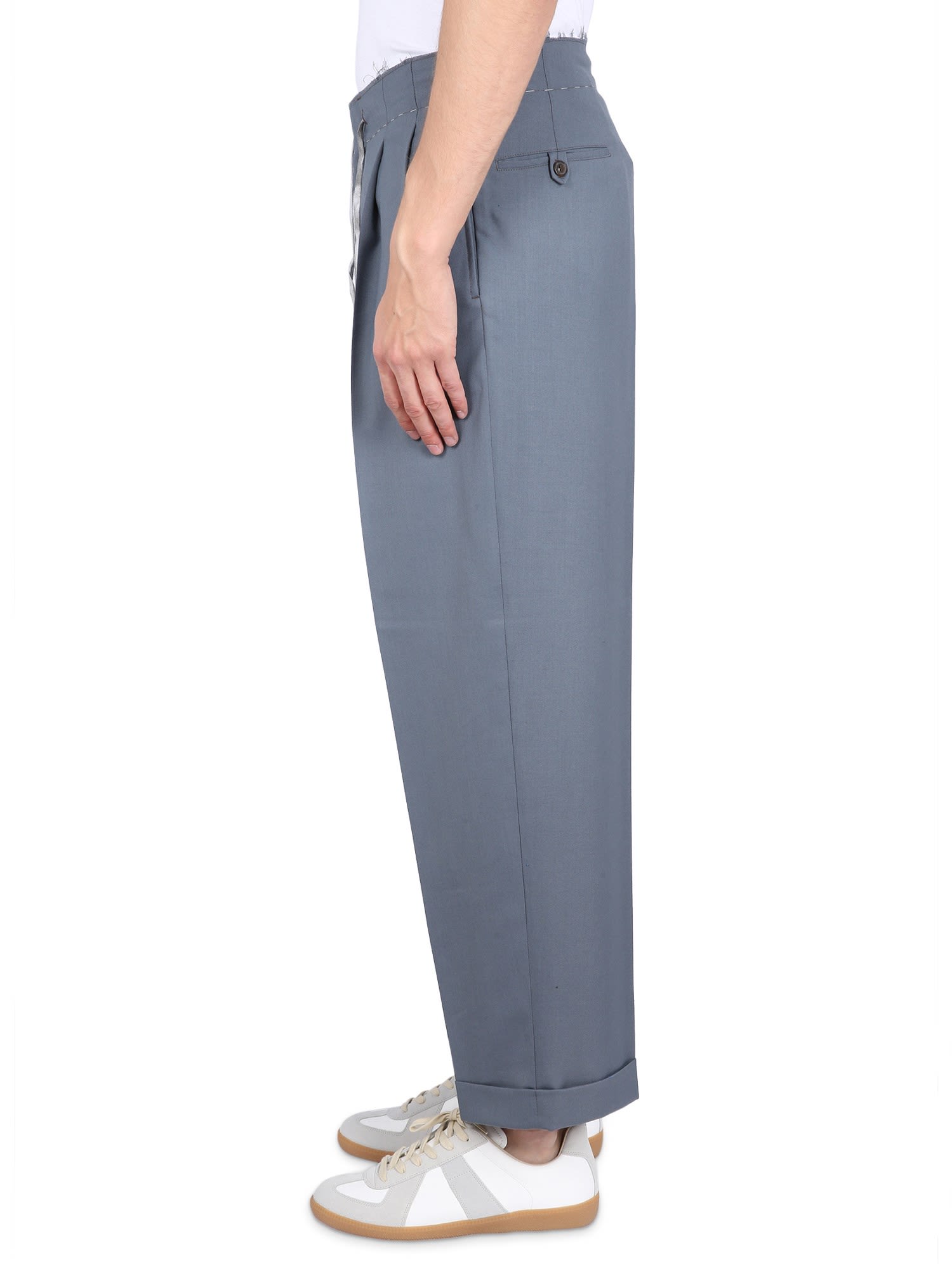 Maison Margiela Wool Blend Pants In Azure | ModeSens