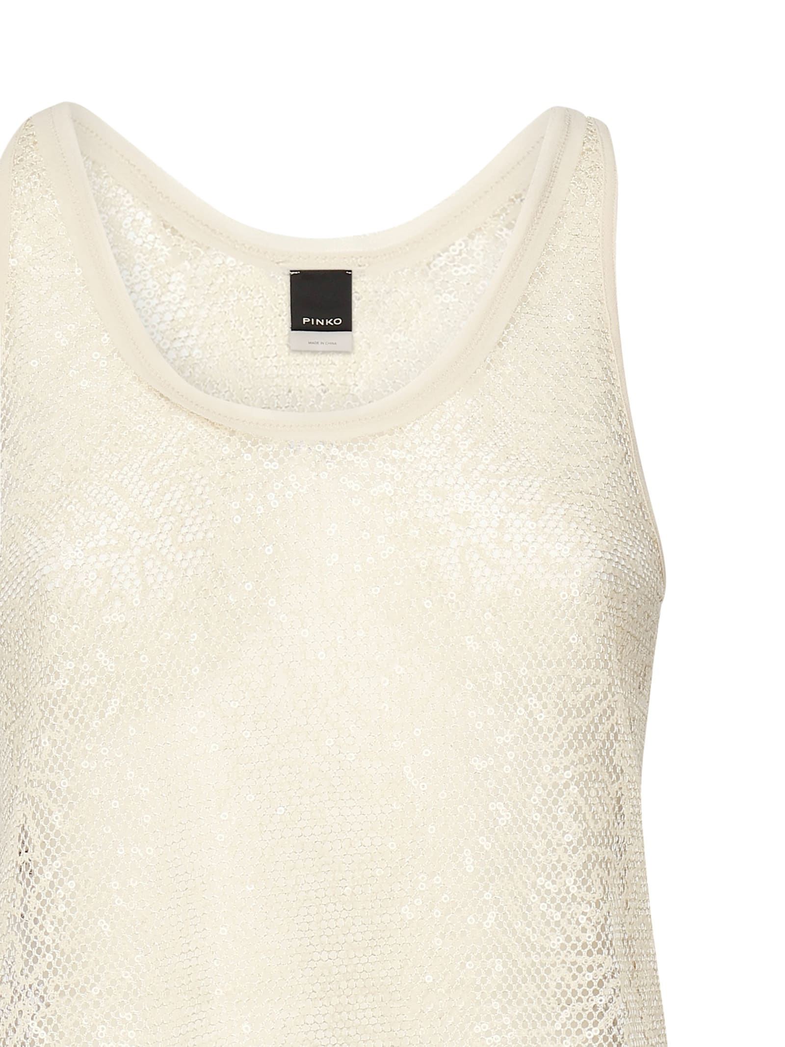 PINKO SEQUIN MESH TANK TOP