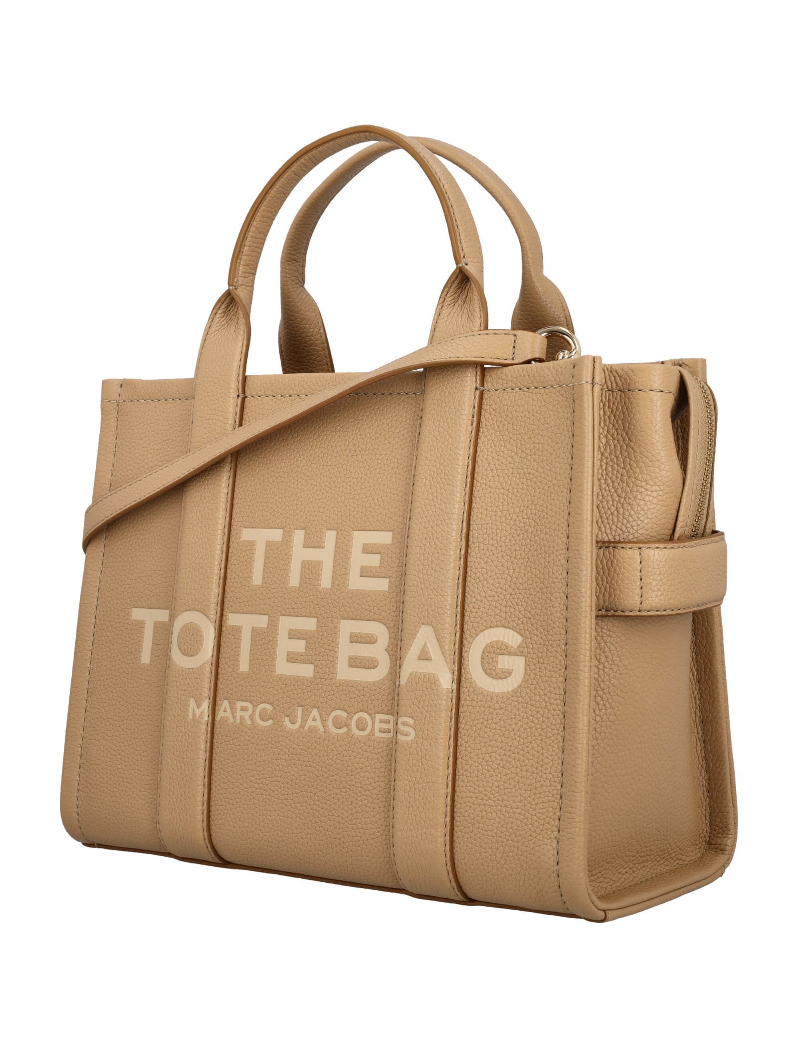 Shop Marc Jacobs The Leather Medium Tote Bag In Camel