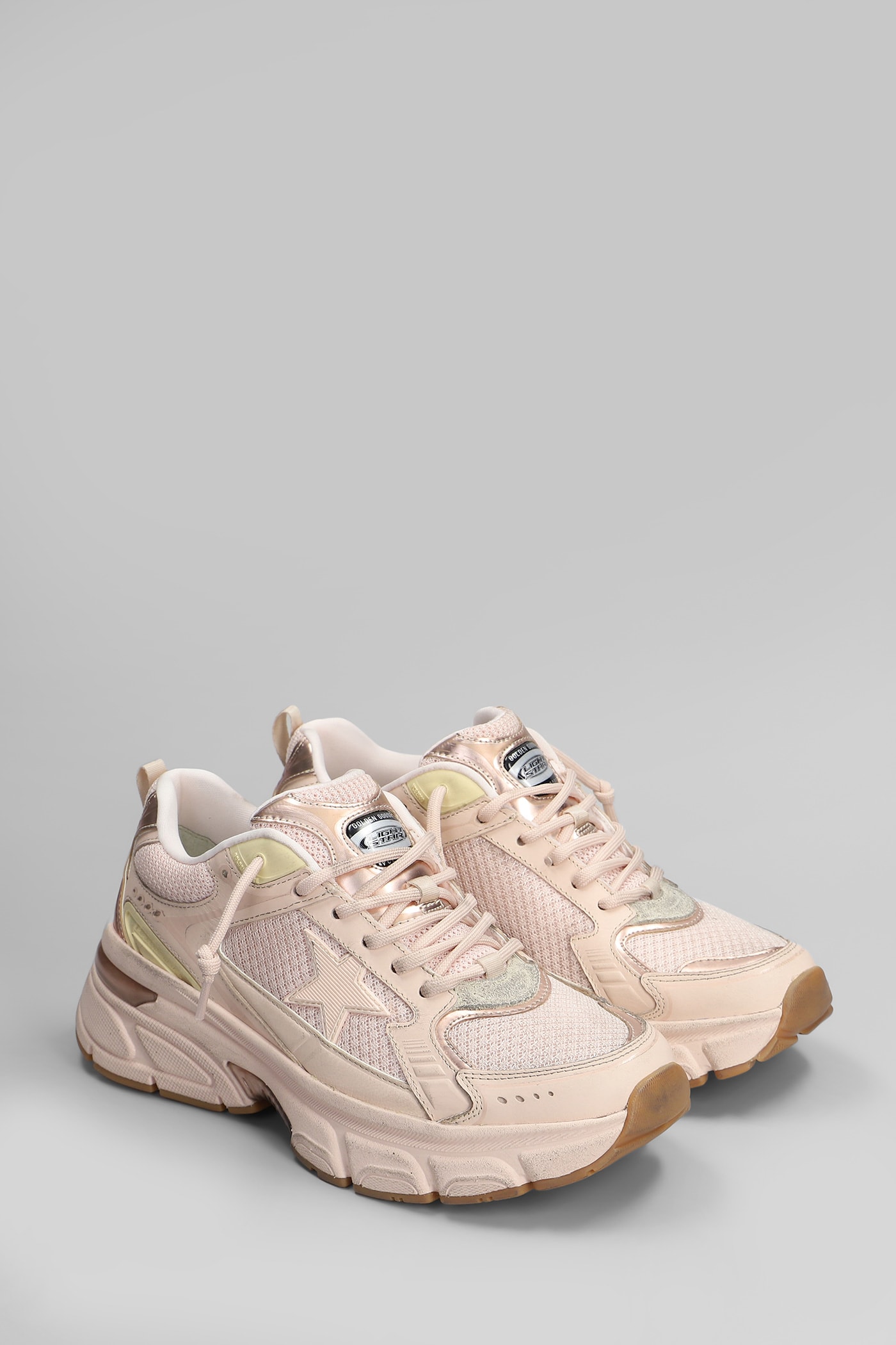 Golden Goose Lightstar Net Leather And Suede Upper Tpu Star Net Heel And Spur In Rose-pink