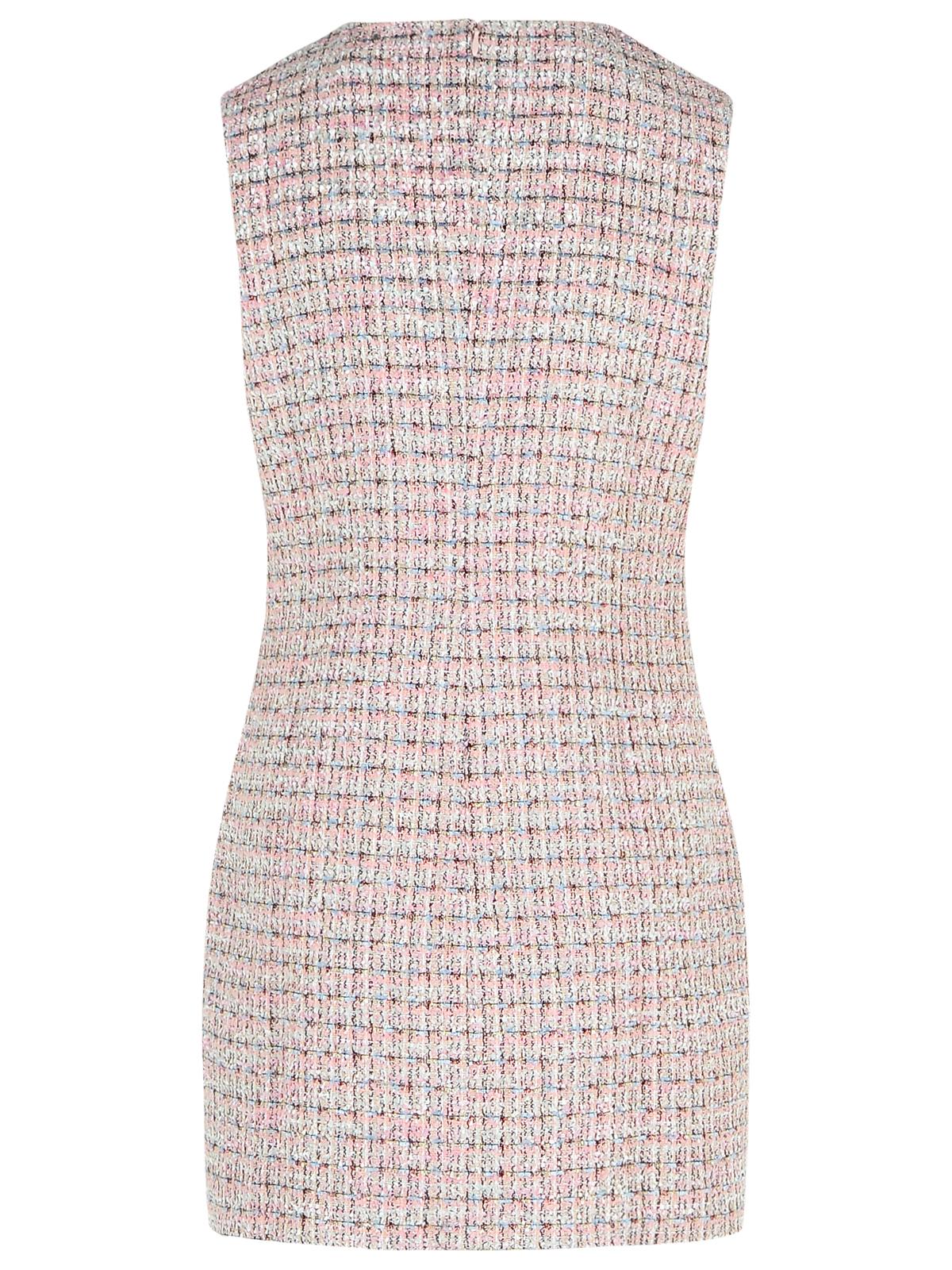 Self-portrait Textured Sleeveless Dress With Fitted Silhouette In Pink