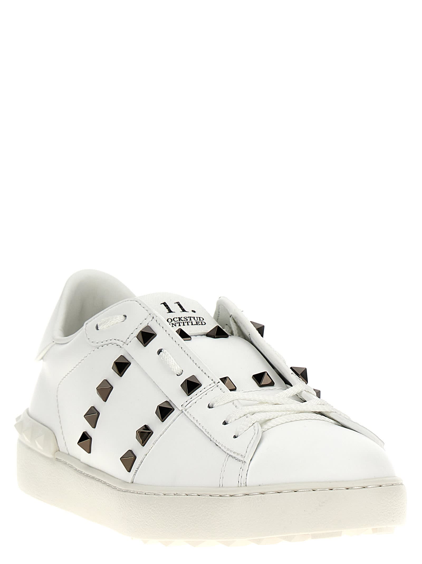 Shop Valentino Garavani Rockstud Untitled Sneakers In White