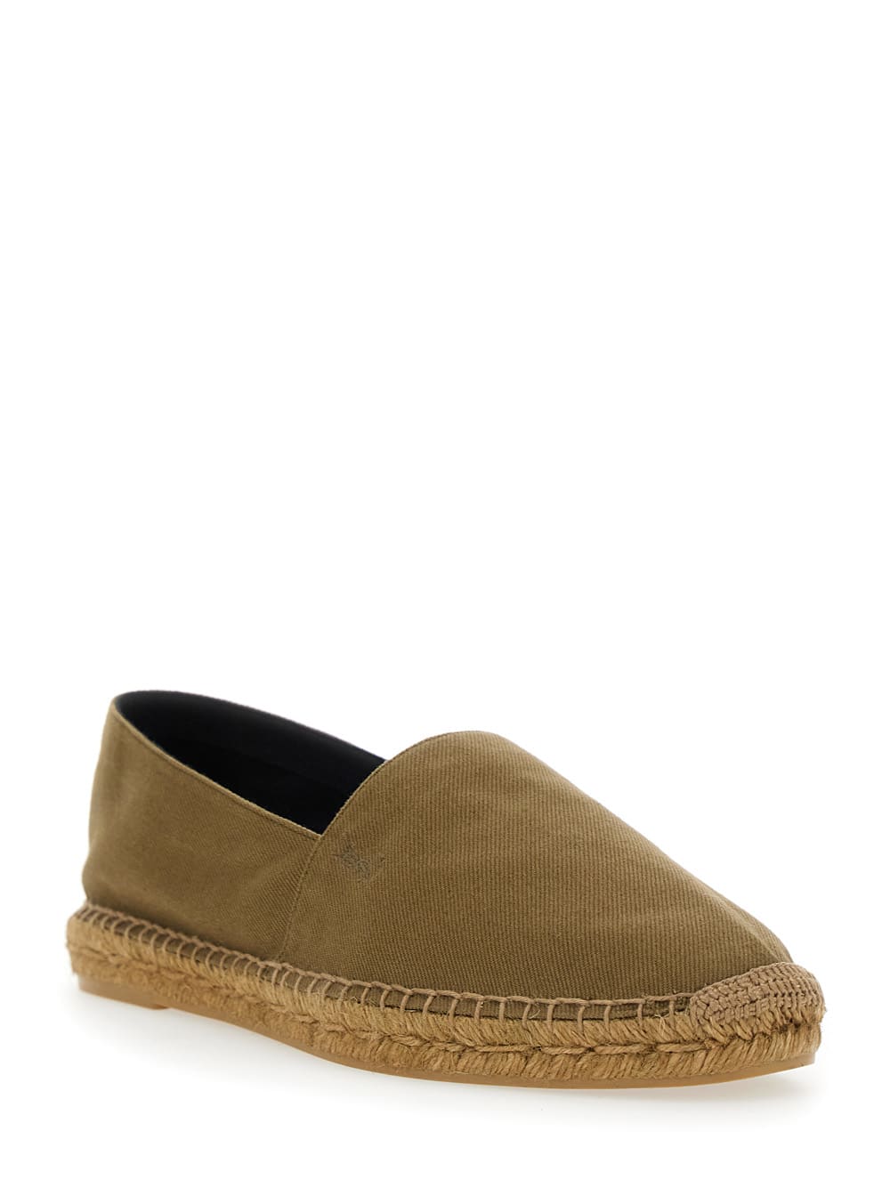 Saint Laurent Brown Espadrilles With Tonal Cassandre Embroidery On The Side And Almond Toe In Cotton Man In Brown