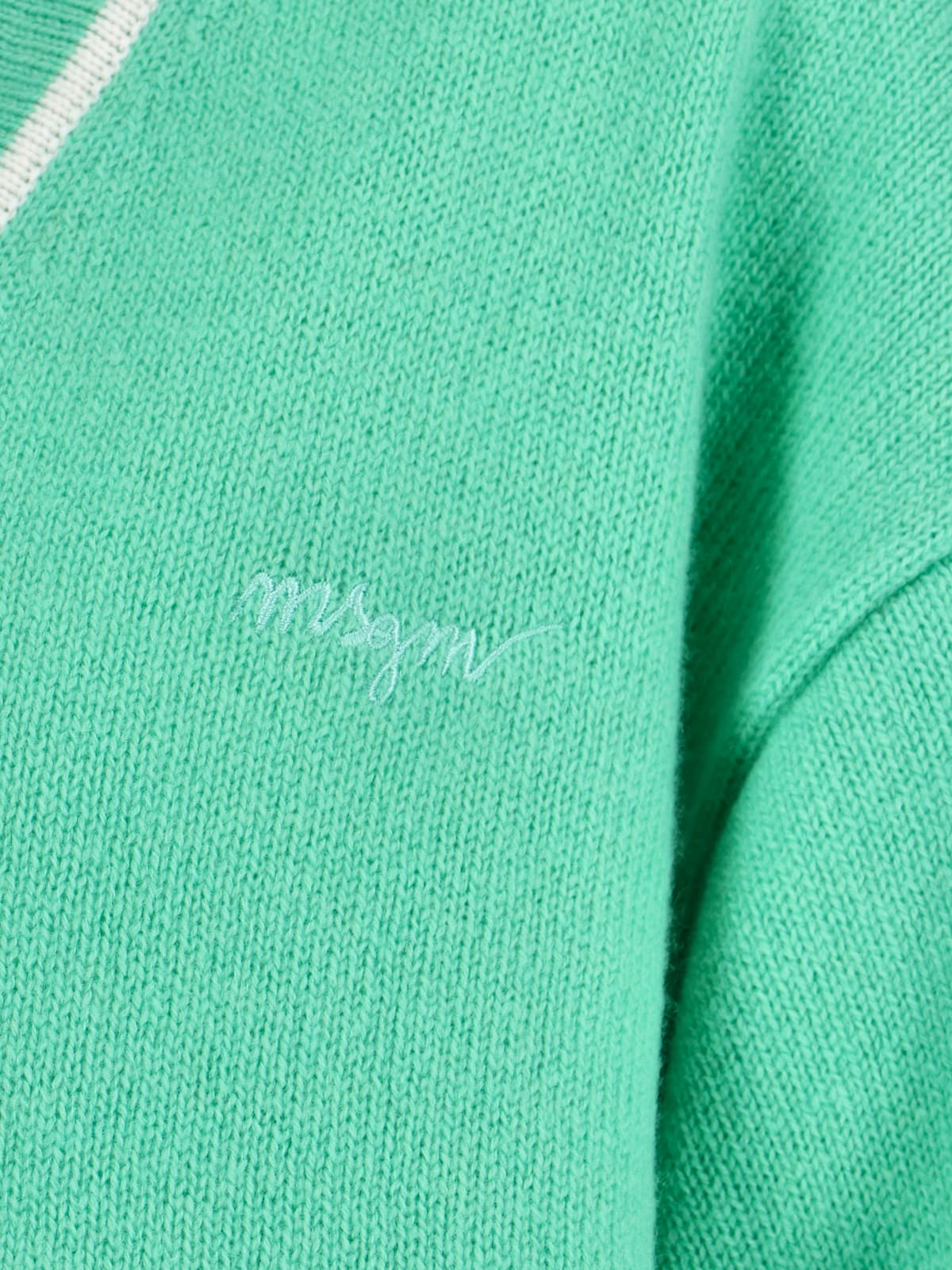 Shop Msgm V-neck Cardigan In Green