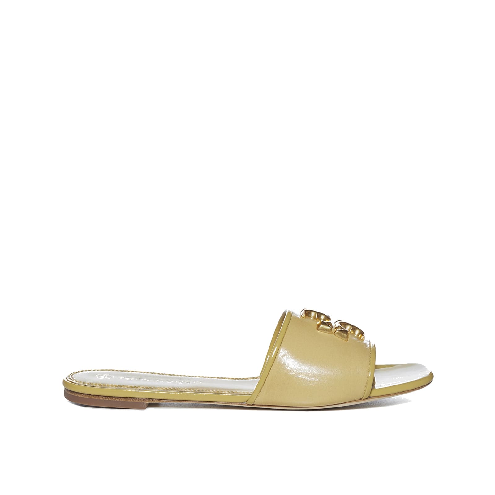 Tory Burch Eleanor Leather Slides In Yellow