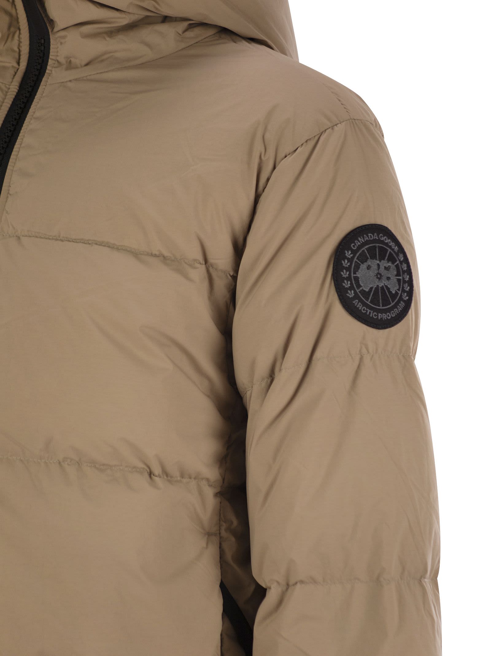 Shop Canada Goose Lawrence - Down Jacket With Black Logo In Sand