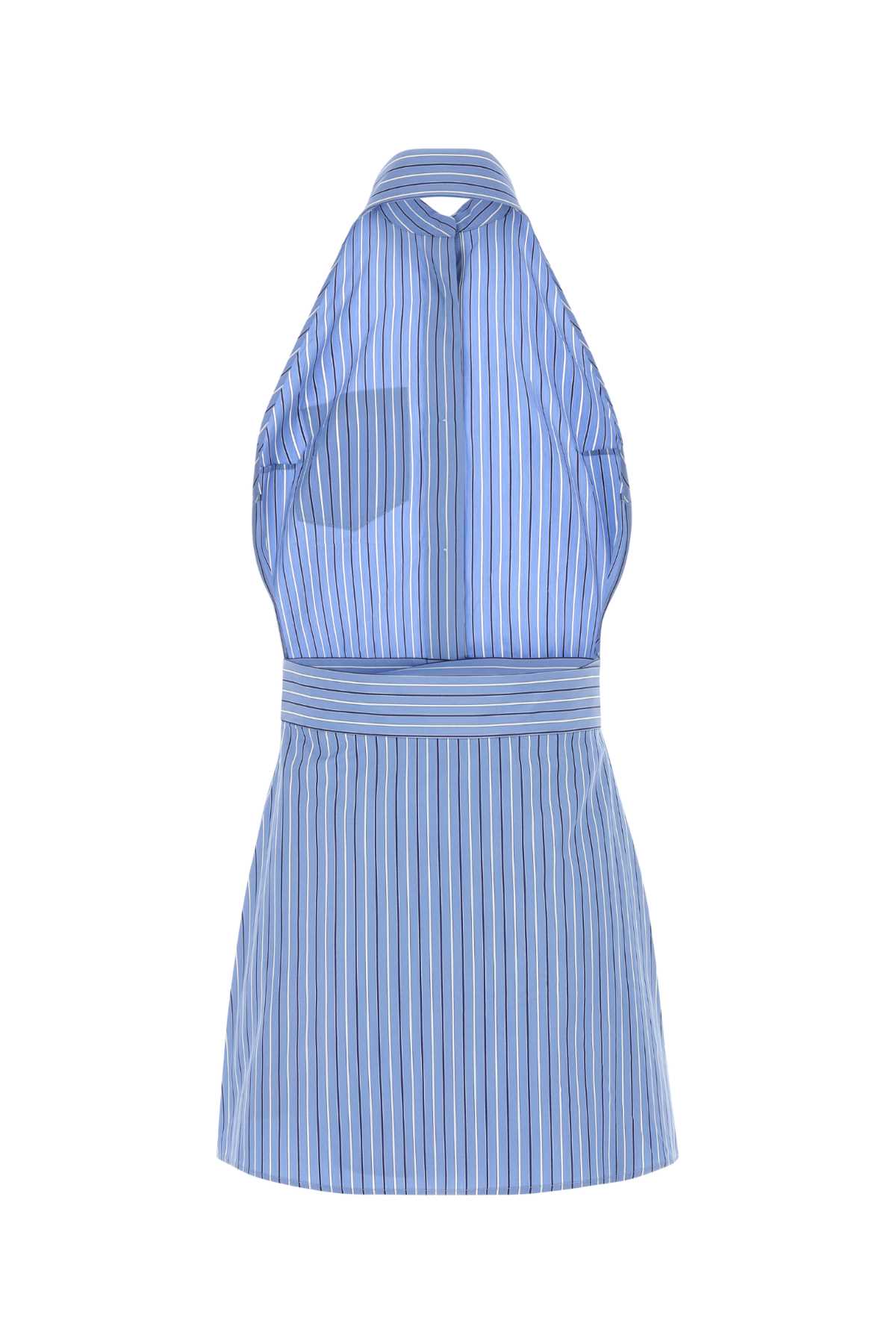 Prada Embroidered Poplin Mini Dress