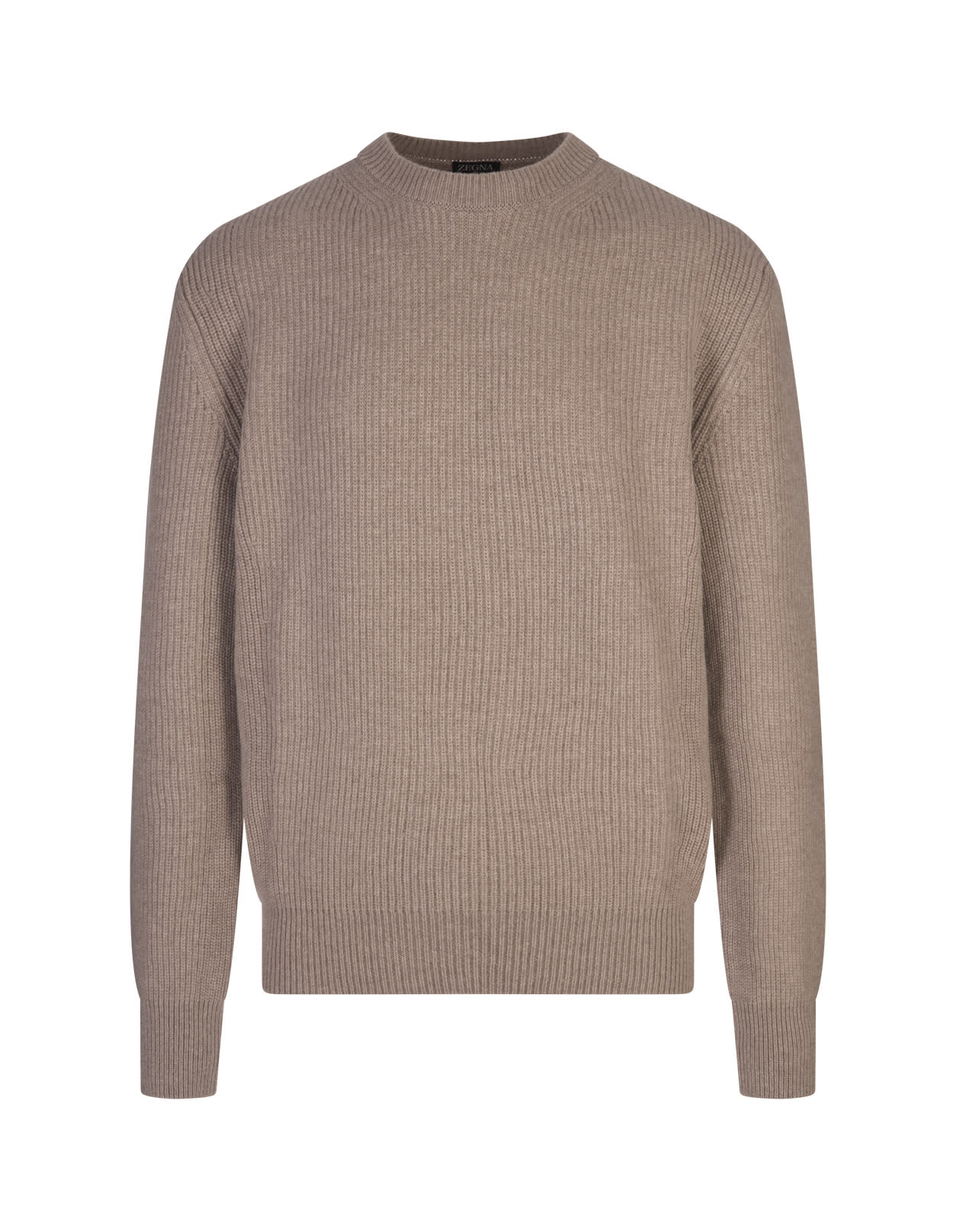 Shop Zegna Taupe Oasi Cashmere Crew Neck Sweater In Brown