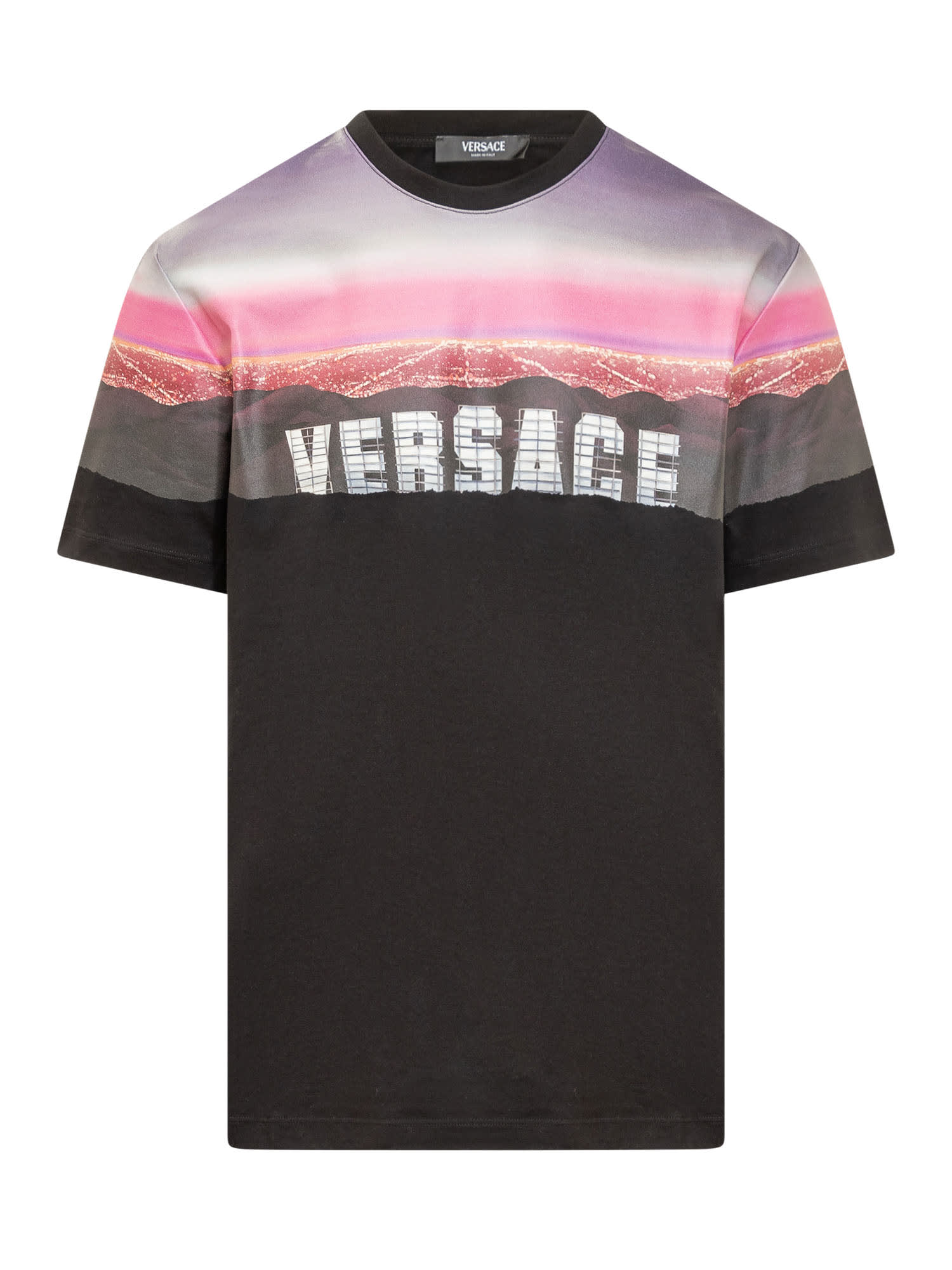 Shop Versace Jersey T-shirt In Black-print