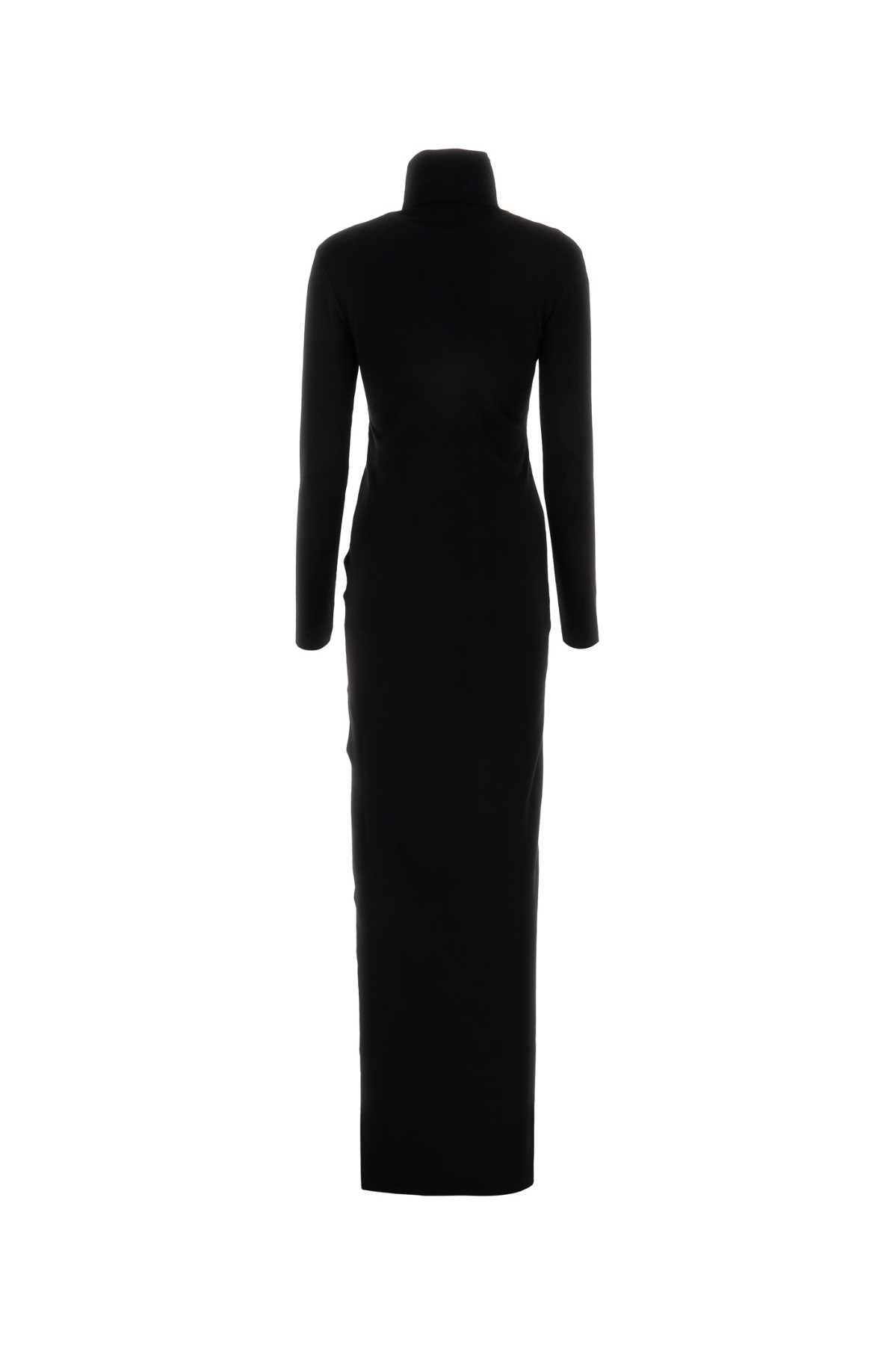 Saint Laurent Black Wool Long Dress In Noir