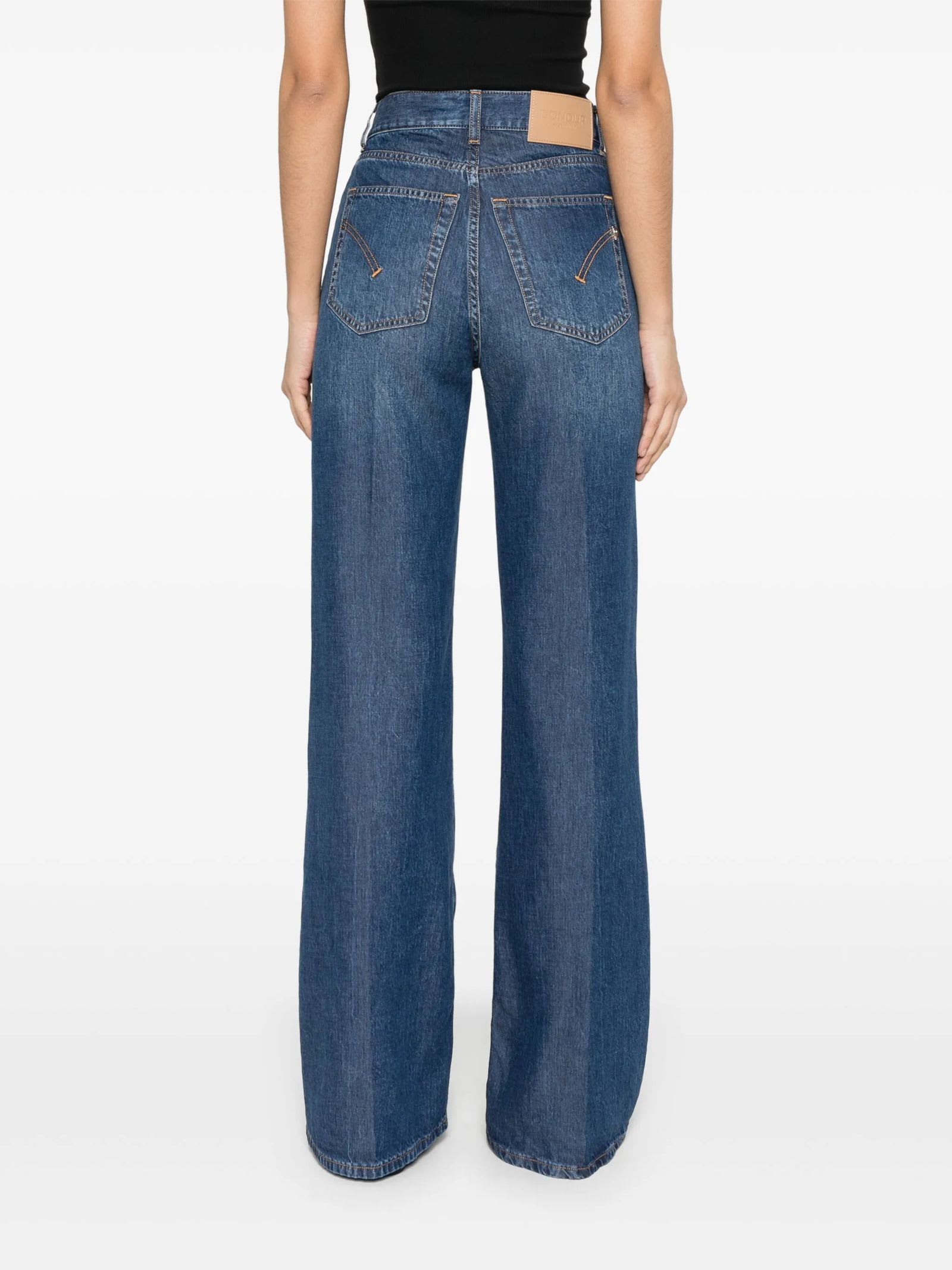 Dondup Amber Wide Flared Jeans In Blu