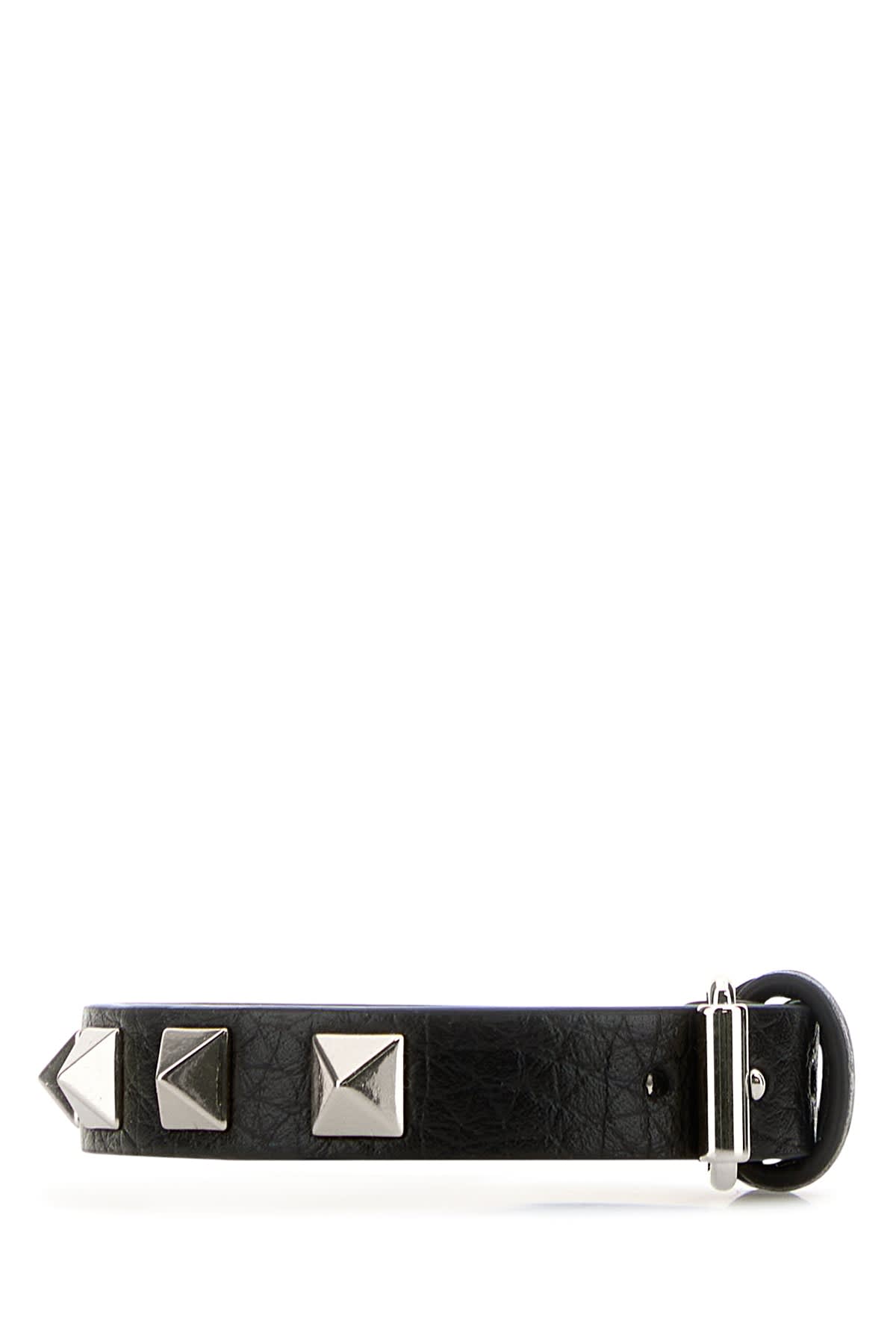Valentino Leather Bracelet Rockst In Nero