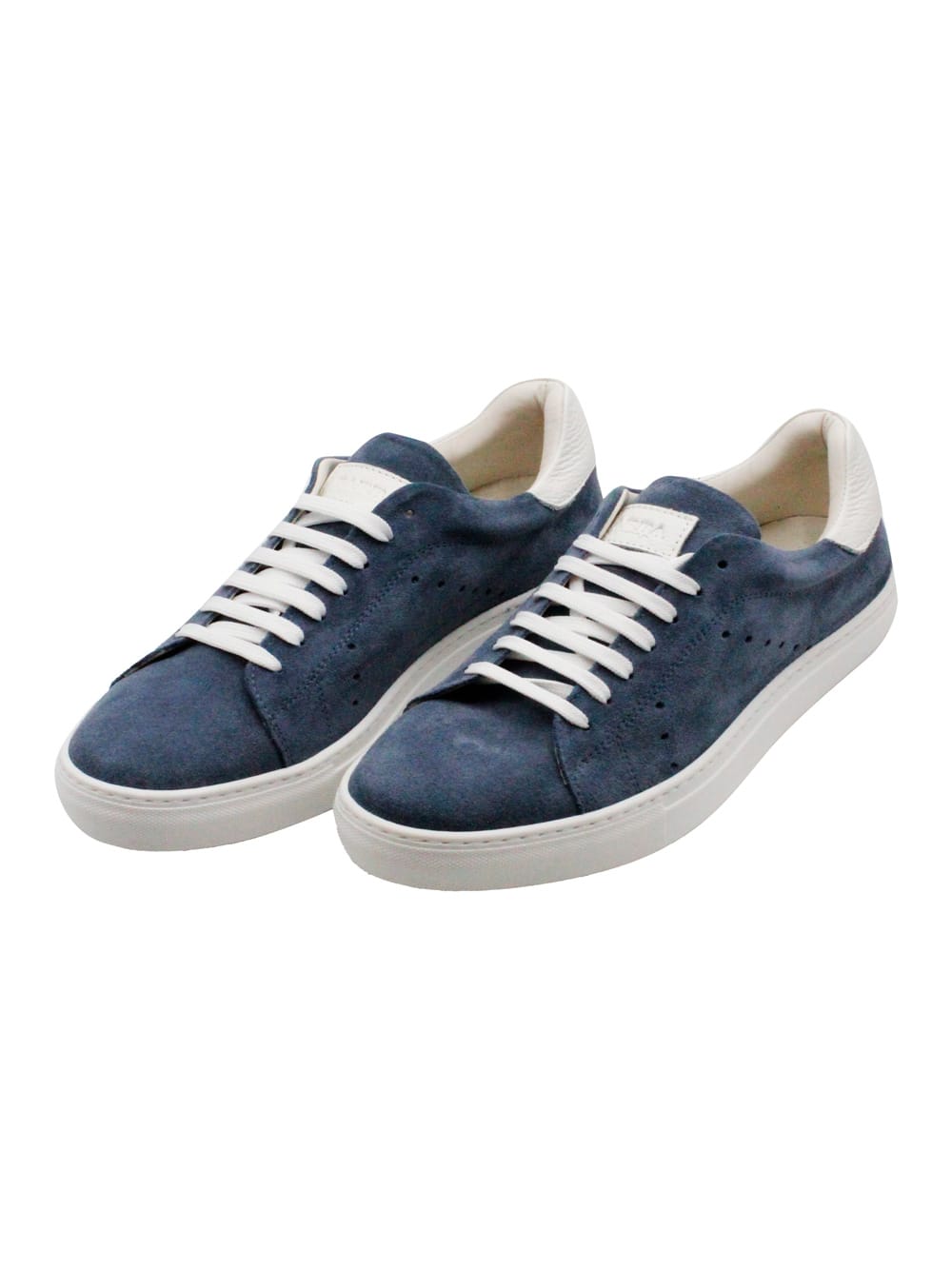 Sneakers In Soft And Fine Perforated Suede With Lace Closure And Leather Rear Part