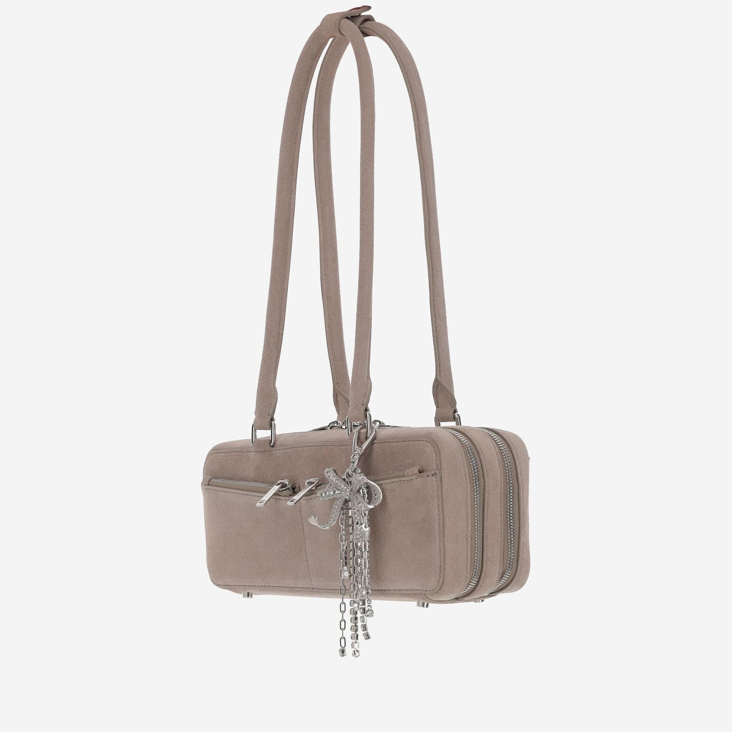 Self-portrait Suede Baguette In Gray