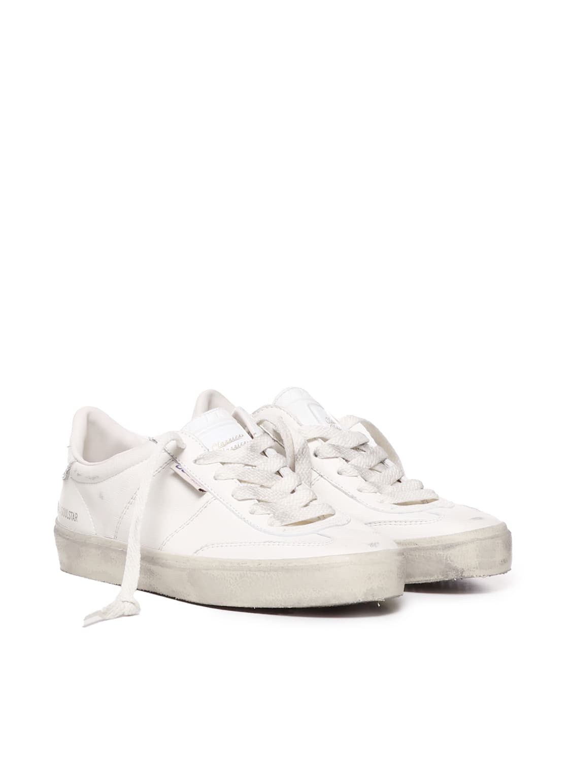 Golden Goose Soulstar White Low Top Sneakers With Logo Patch On The Tongue And Logo Lettering On Side And Heel In In White