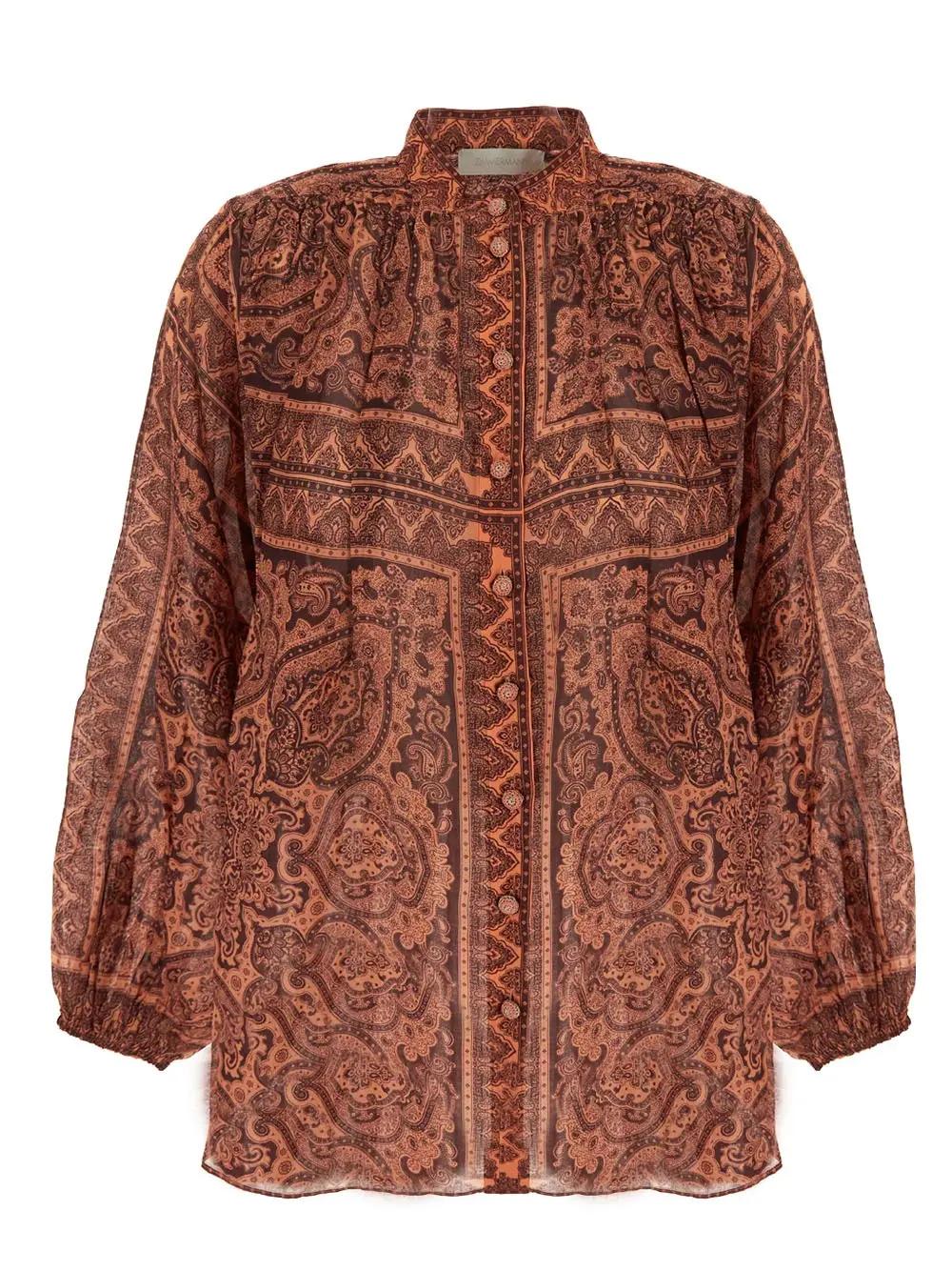 Shop Zimmermann Ottie Tunic Top In Coral Paisley