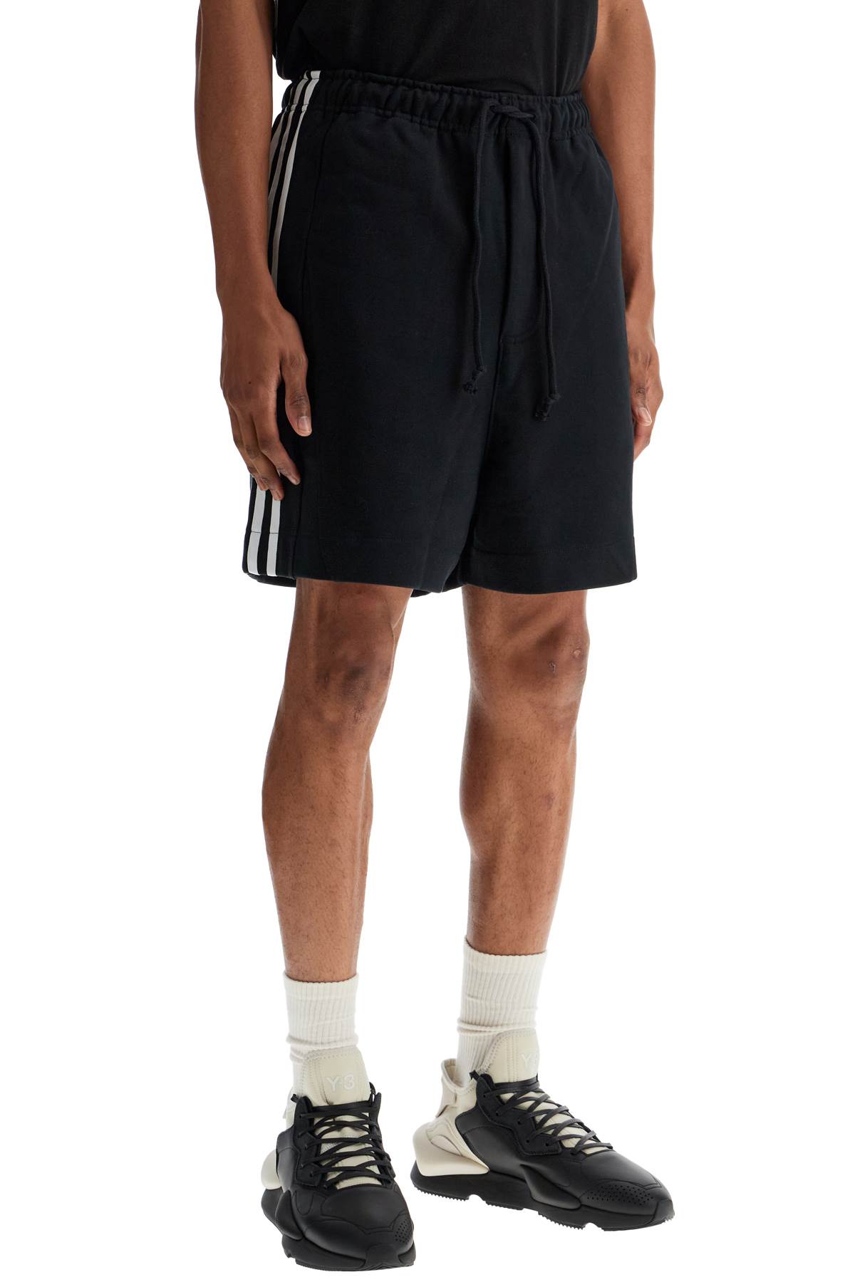 Y-3 Striped Waistband Shorts Back Pocket In Black