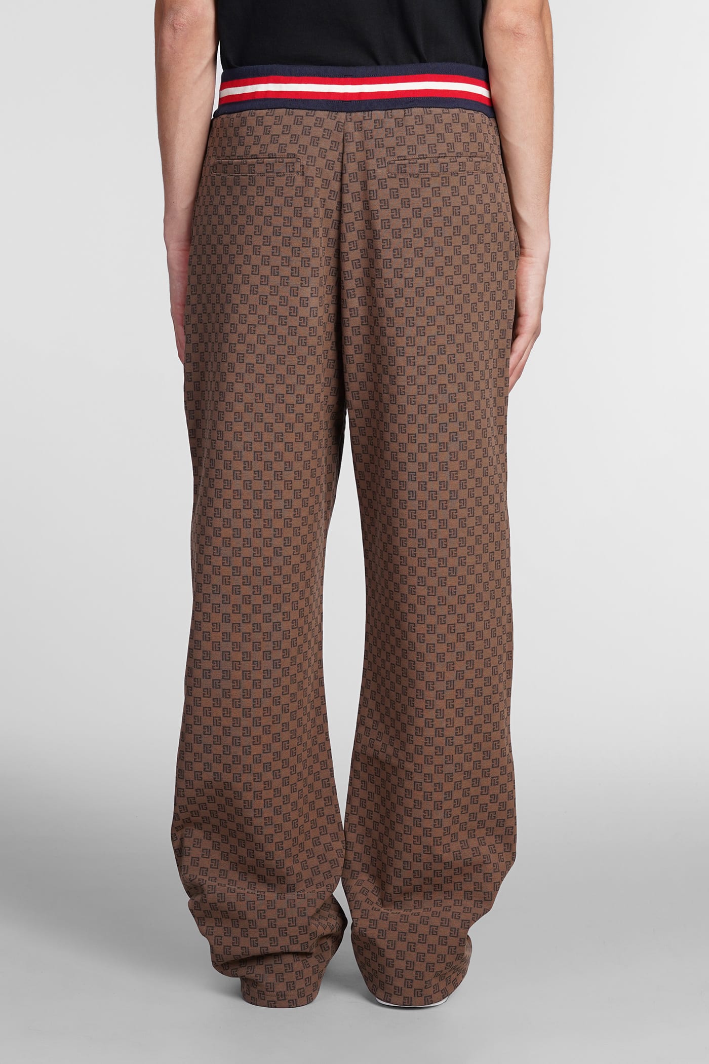 Balmain monogram-pattern Cotton Track Pants - Brown