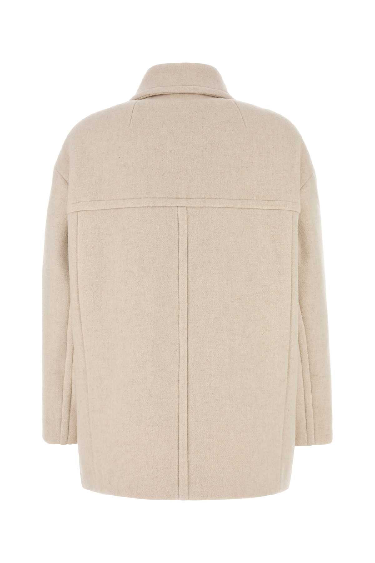 Isabel Marant Short Wool Coat Double-breasted Front In Neutral