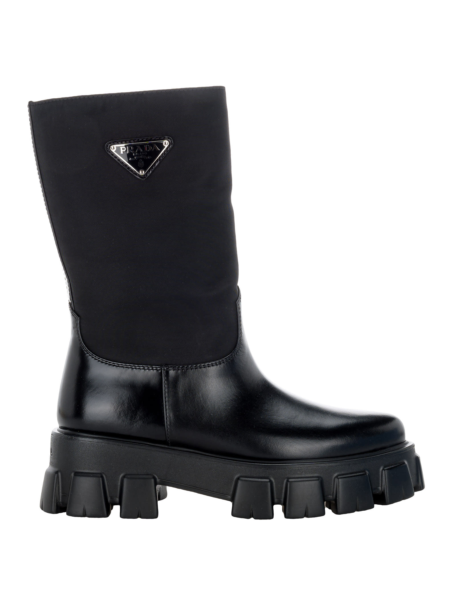 Prada Re-nylon And Brushed Leather Boots