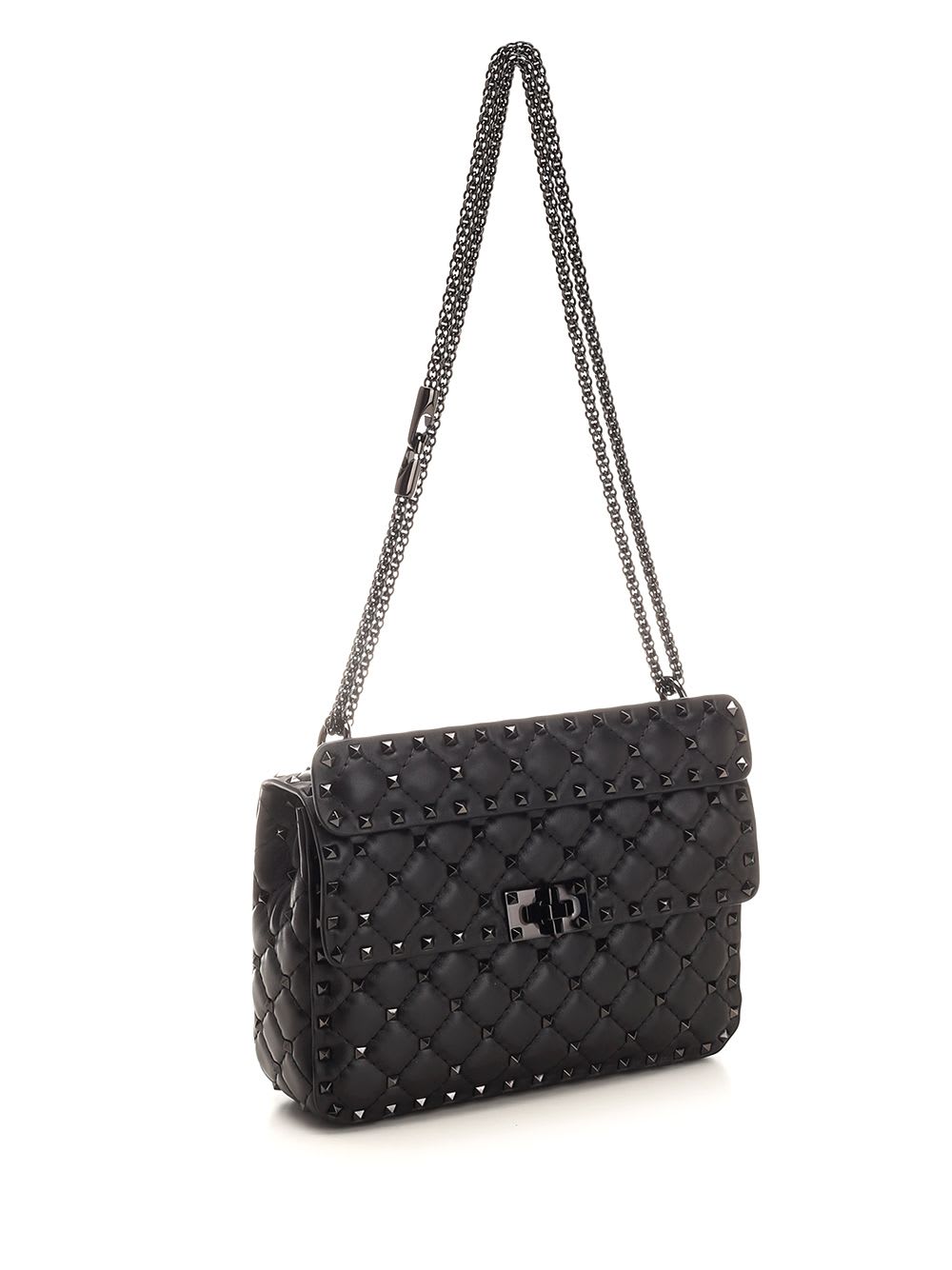 Shop Valentino Rockstud Medium Shoulder Bag In Black