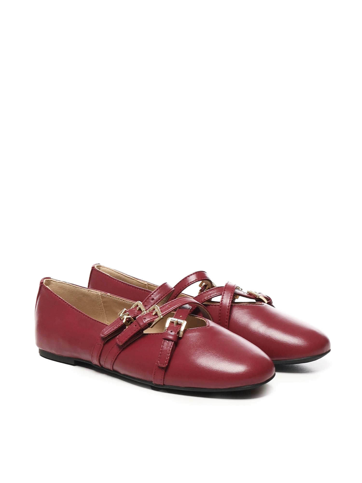 Michael Michael Kors Buckled-straps Ballet Flats In Purple