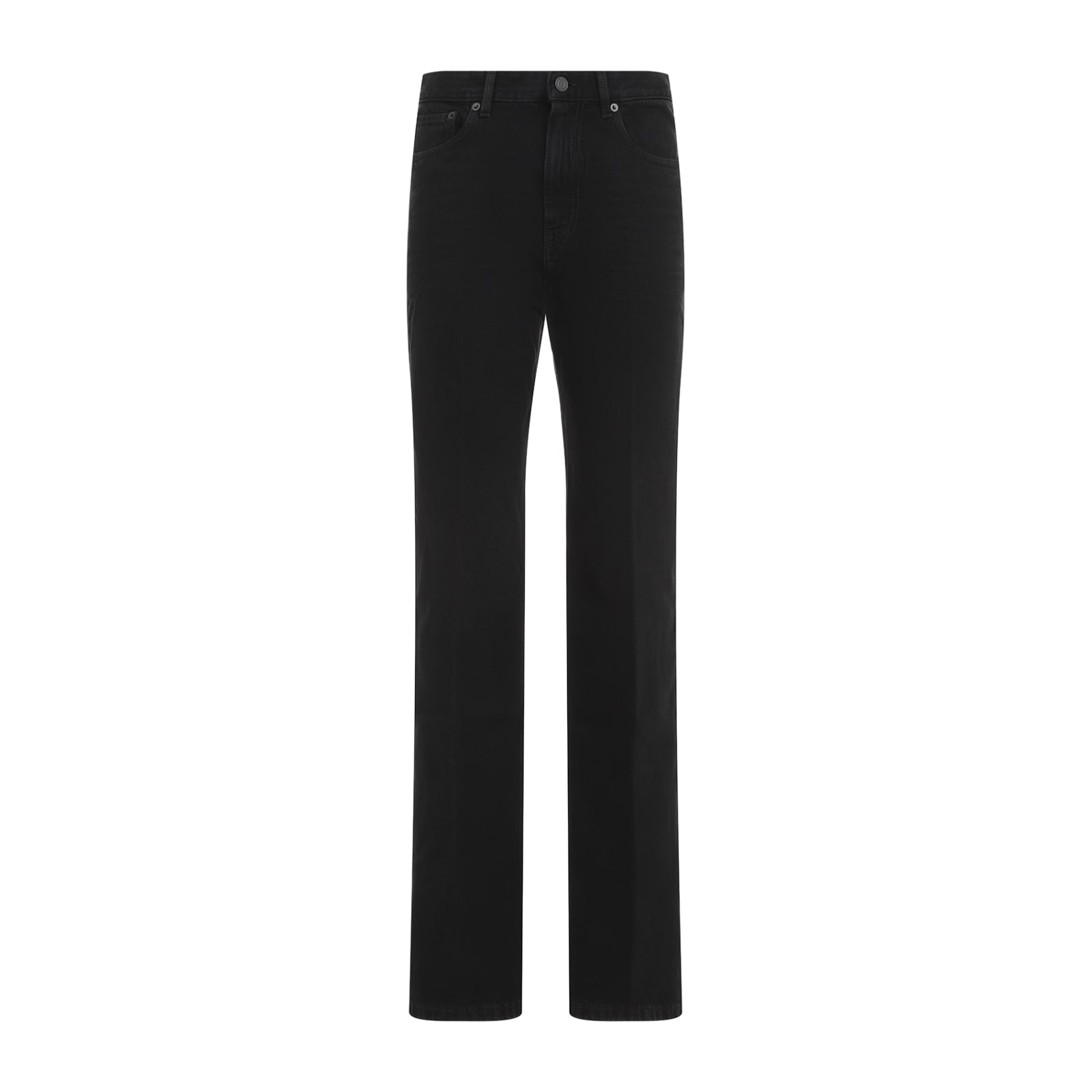 Shop Saint Laurent Mid Rise Straight Jeans In Carbon Black