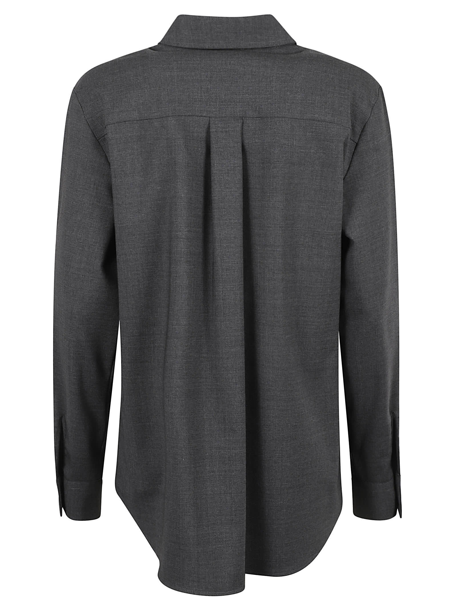 P.a.r.o.s.h Parosh Sophisticated Virgin Wool Blend Shirt With Classic Collar And Box-pleat Detail In Grey