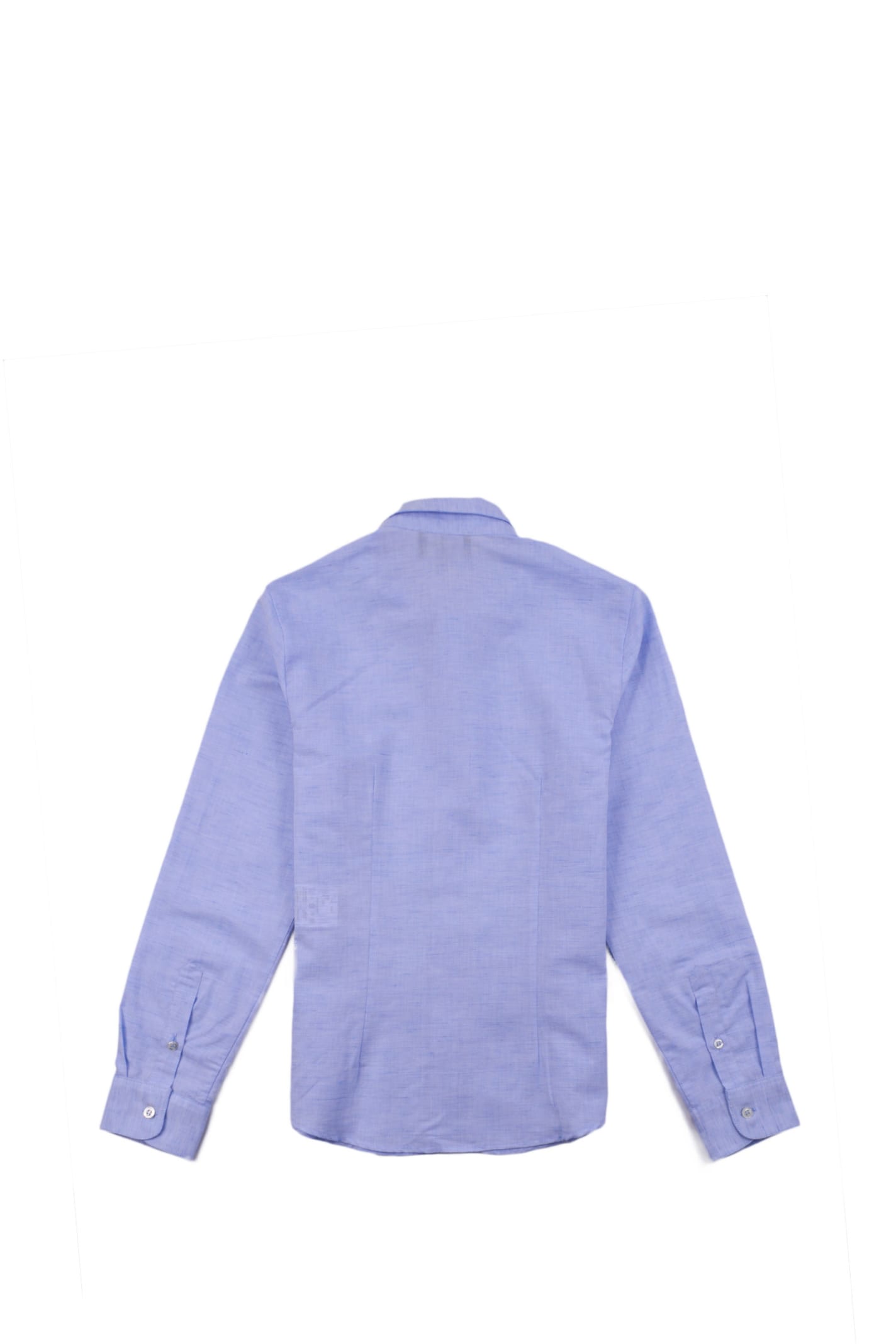 Shop Emporio Armani Shirt In Cotton And Linen Blend In Light Blue