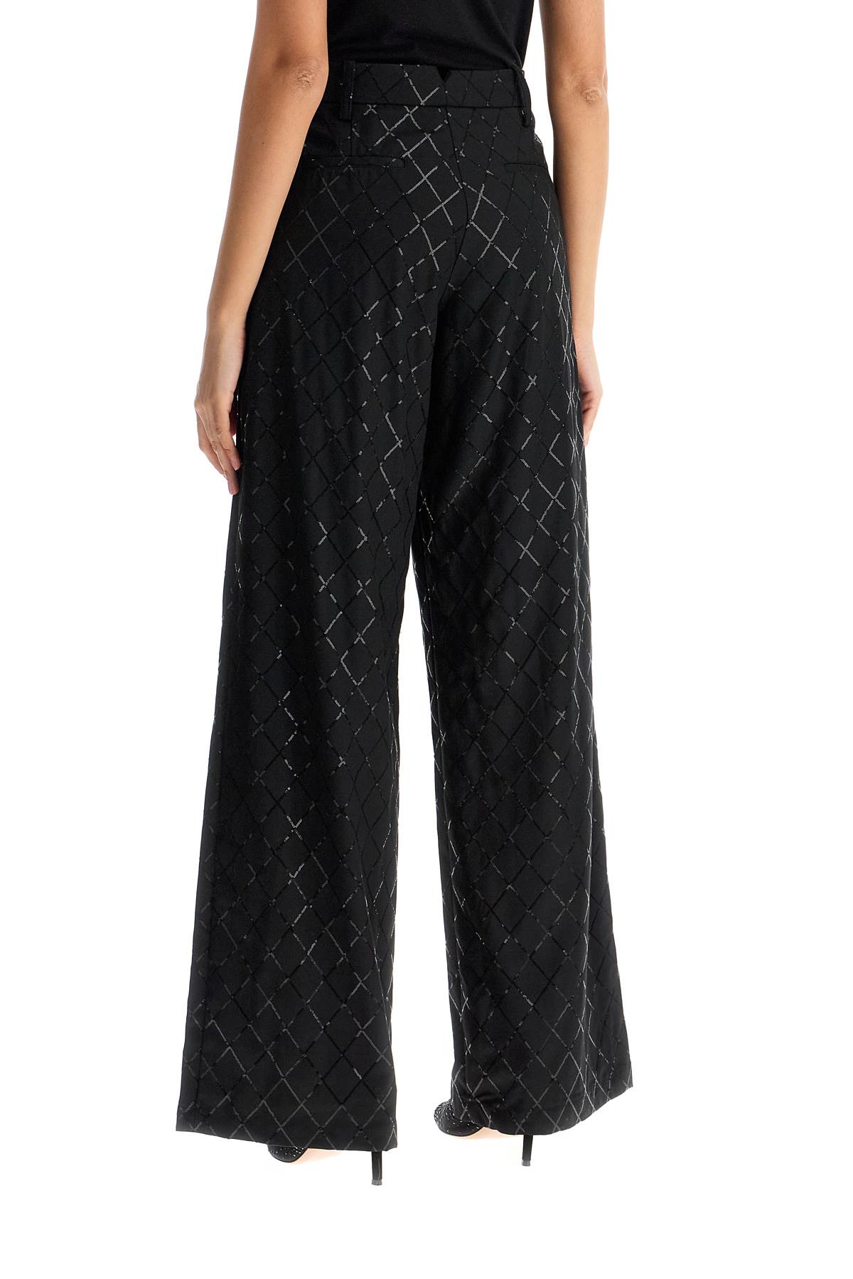 Rotate Birger Christensen Wide Pants With Sequins. In Black (black)