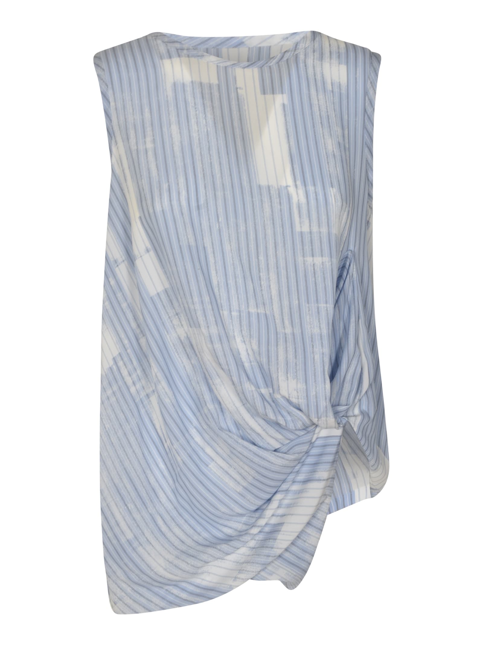 Shop Yohji Yamamoto Sleeveless Asymmetric Sleeveless Top In Light Blue