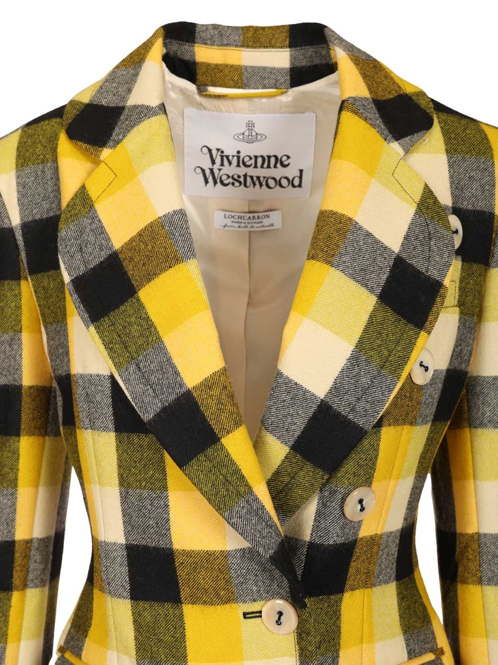 Vivienne Westwood Georgia Jacket Check Wool Pixel-check 44 Women In Yellow