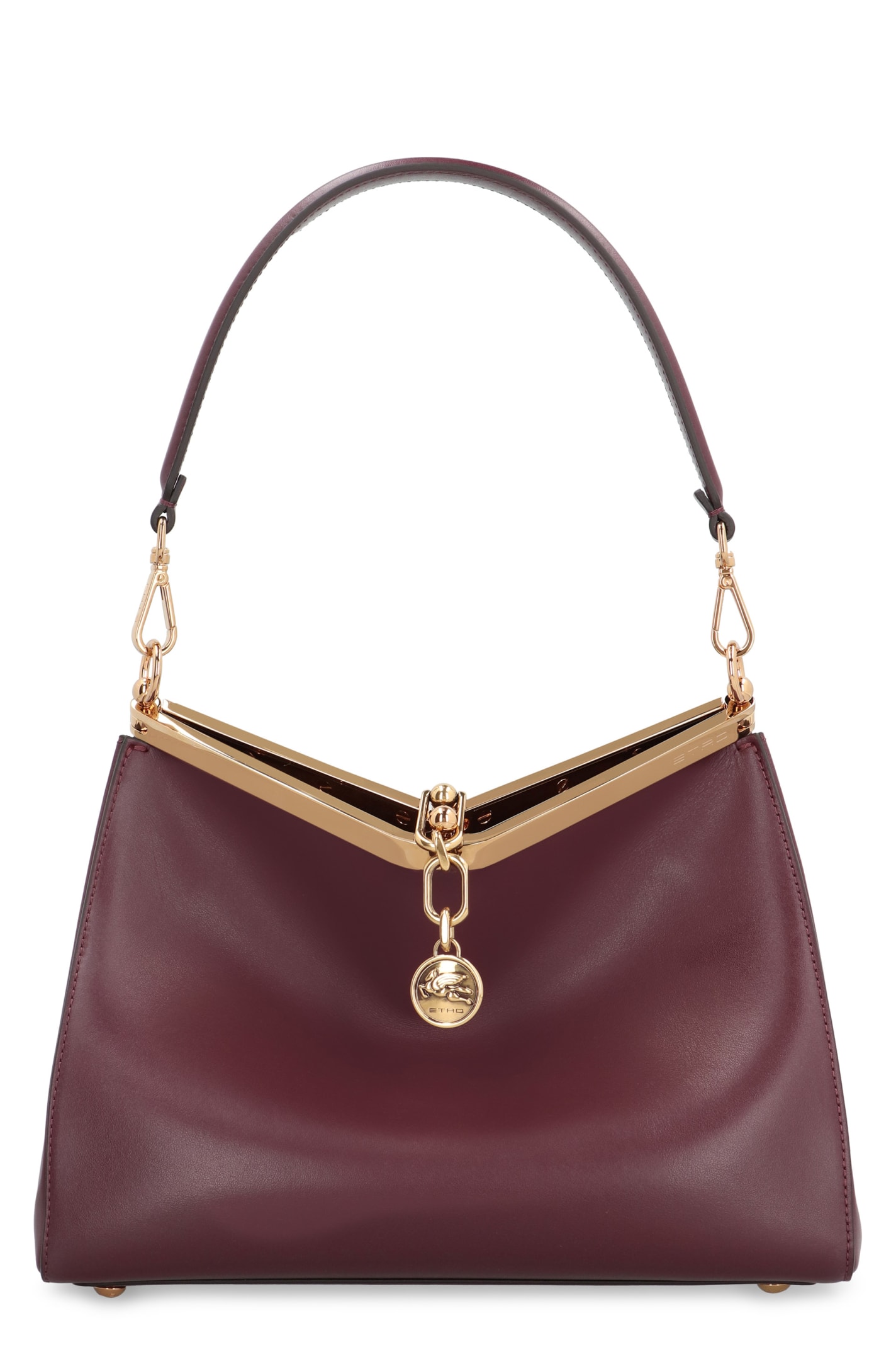 Shop Etro Vela Media Leather Shoulder Bag In Burgundy