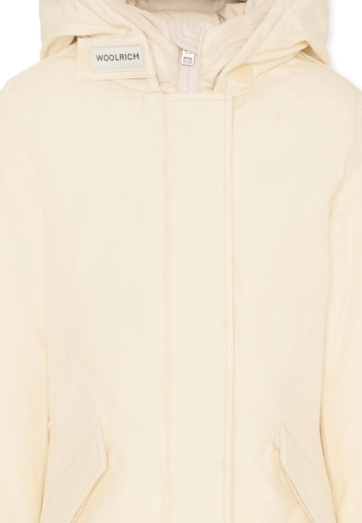 Woolrich White Arctic Parka For Girl With Logo In White