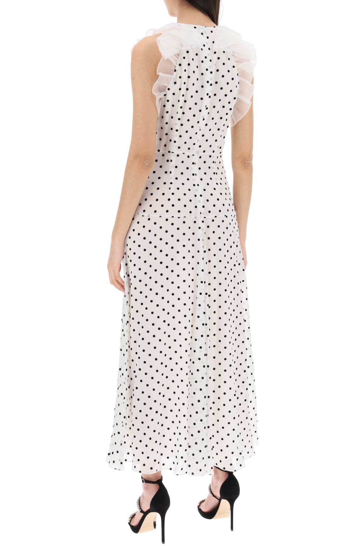 Shop Alessandra Rich Sleeveless Maxi Dress In Polka In Bianco/nero