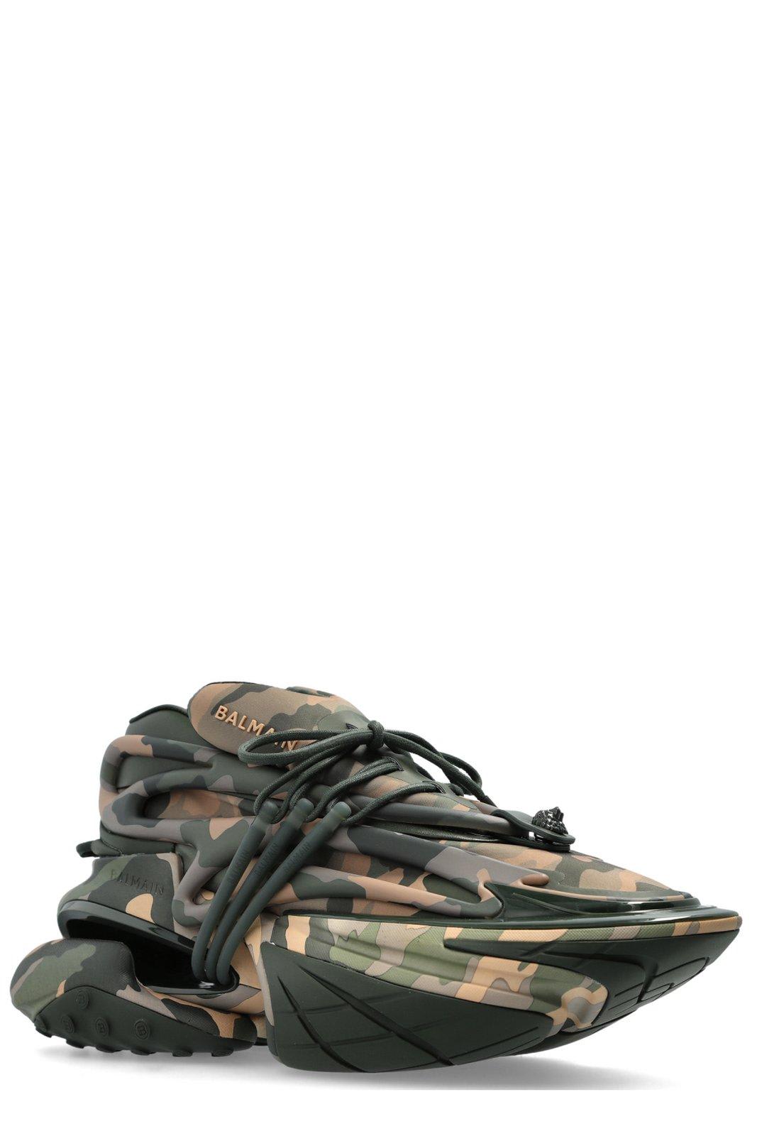 Balmain Unicorn Low Camouflage-print Trainers In Cachi