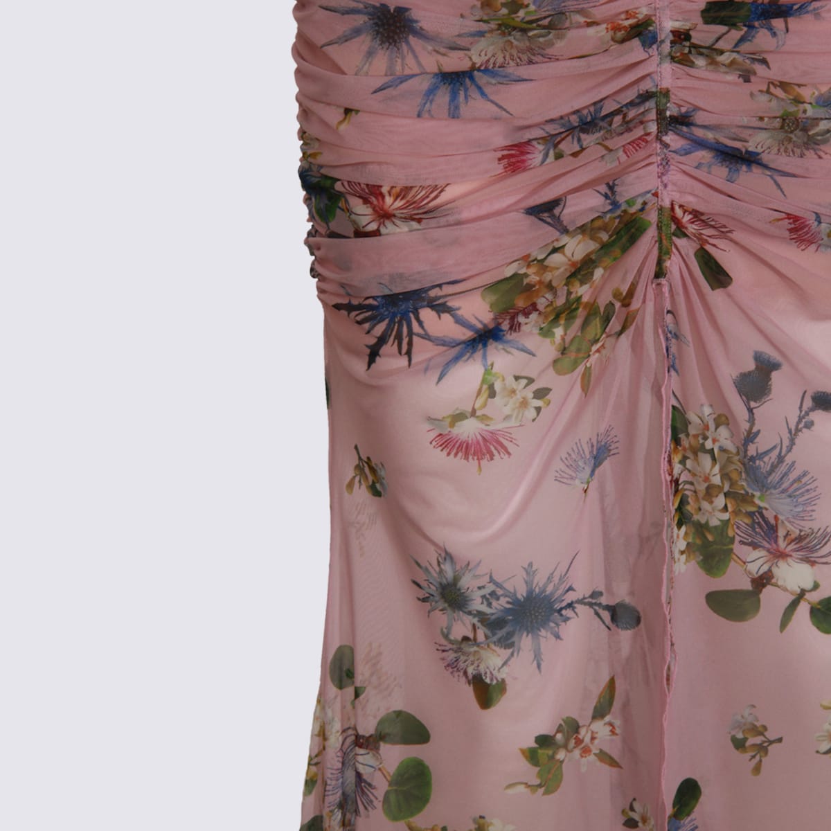Blumarine Floral Cut-out Dress Spaghetti Straps In Multi