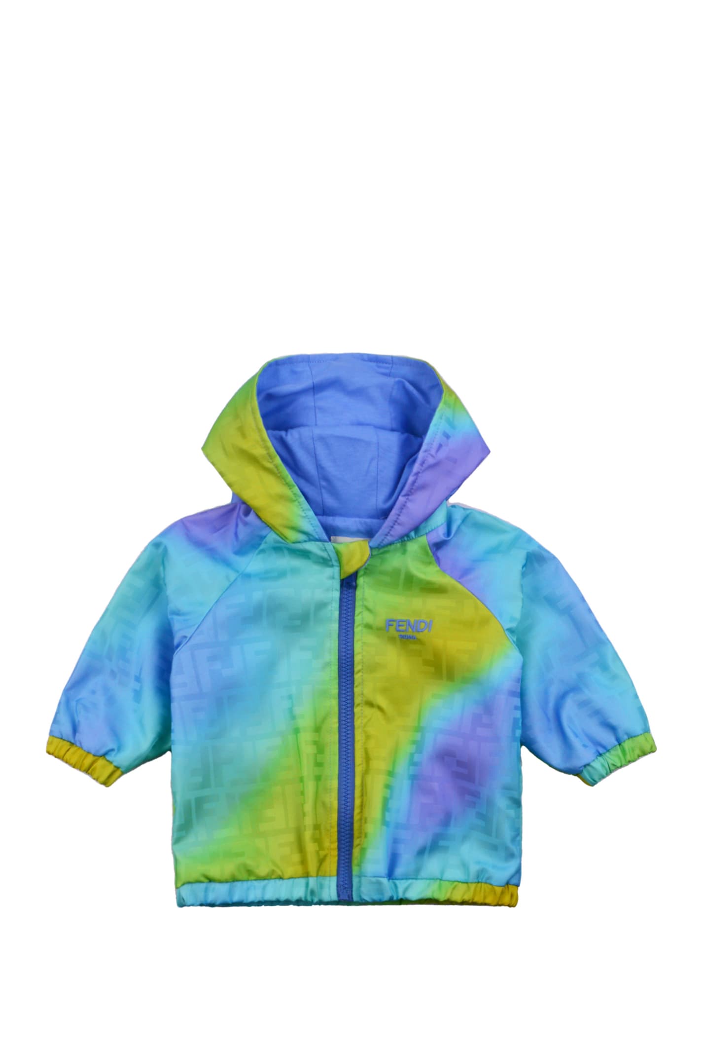 Fendi Kids' Nylon Jacket With Hood In Multicolor