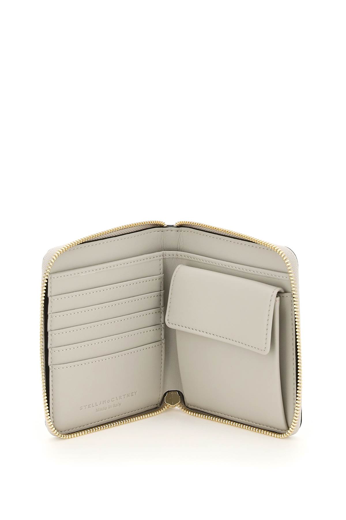 Stella Mccartney Logo Perforated Zipped Wallet In Black