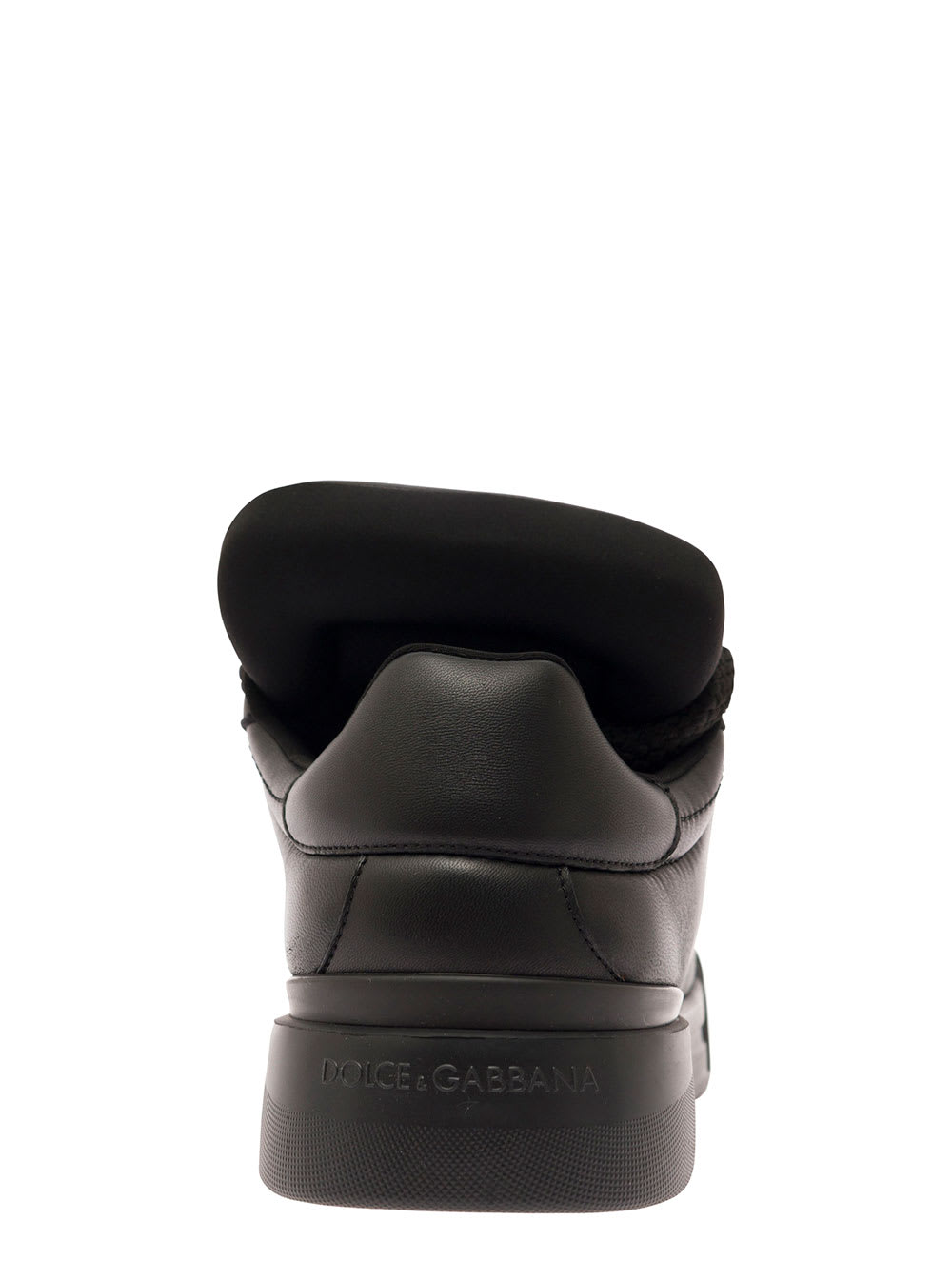 Shop Dolce & Gabbana Megaskate Black Padded Low Top Sneakers In Smooth Leather Man