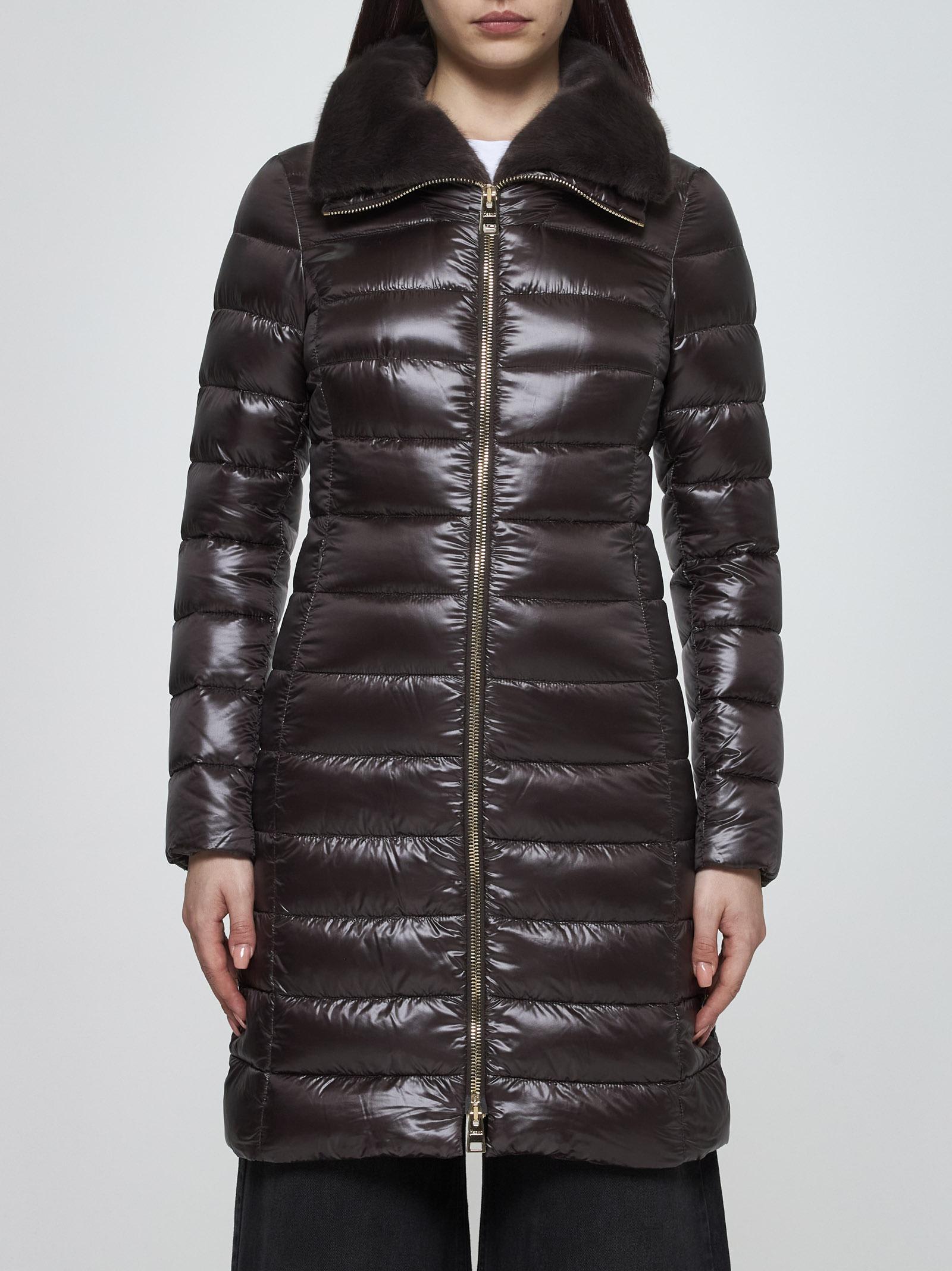 Shop Herno Elisa Quilted Nylon Down Jacket In Brown