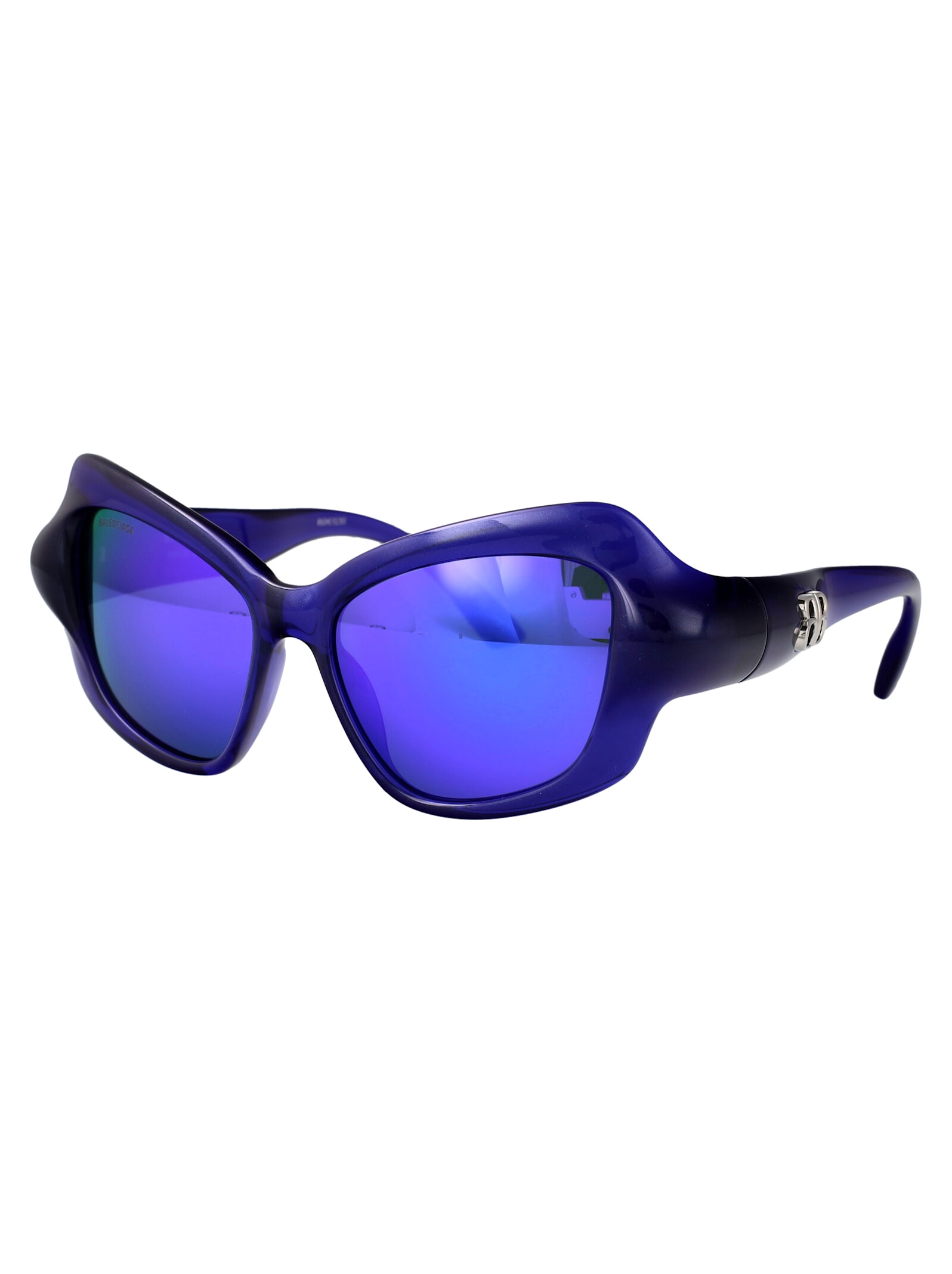 Balenciaga Injectate Blue Violet Sunglasses In Black