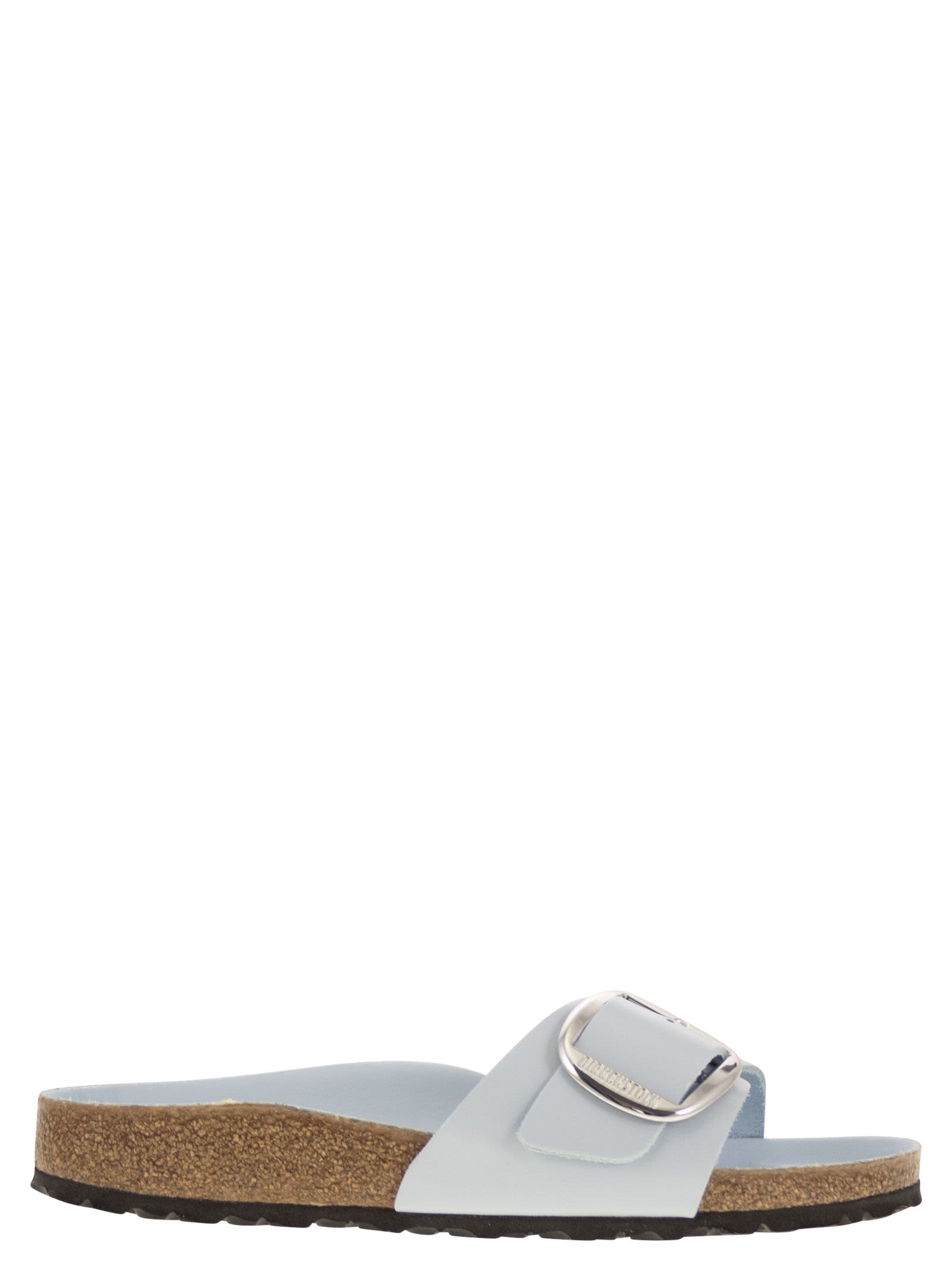 Birkenstock Buckle Patent Leather Flat Sandals In Blue