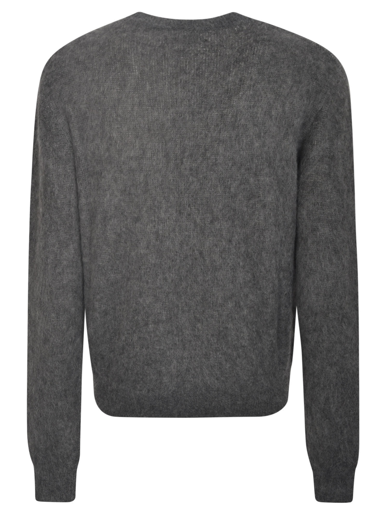 Shop Amiri Logo Round Neck Sweater In Grey