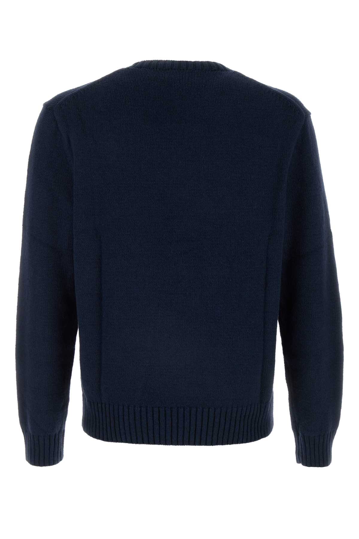 Shop Polo Ralph Lauren Navy Blue Cotton Blend Sweater In Bearnavy