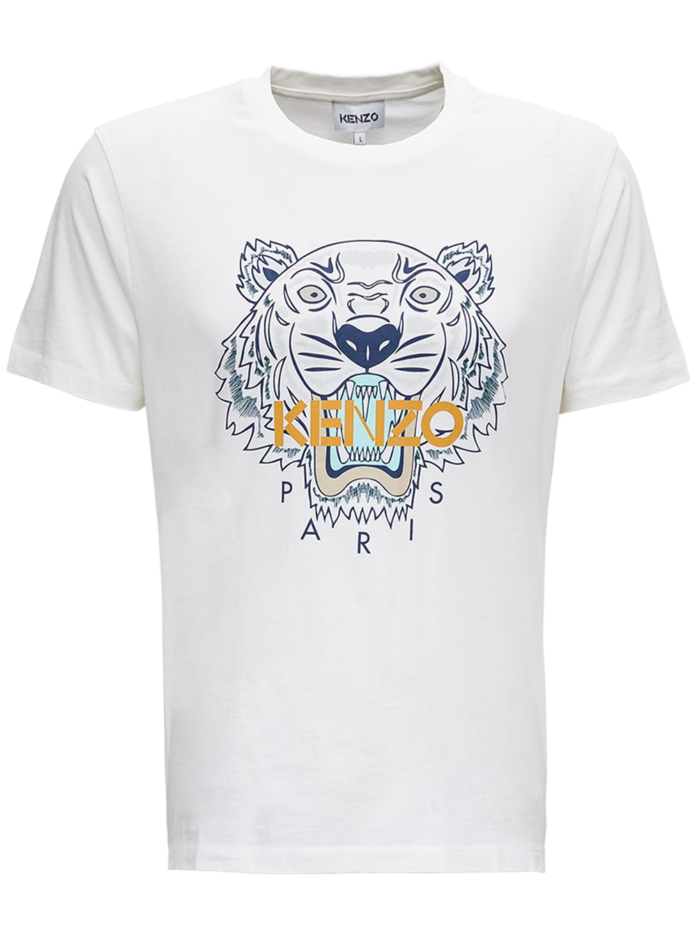 Kenzo White Cotton T-shirt With Tiger Print