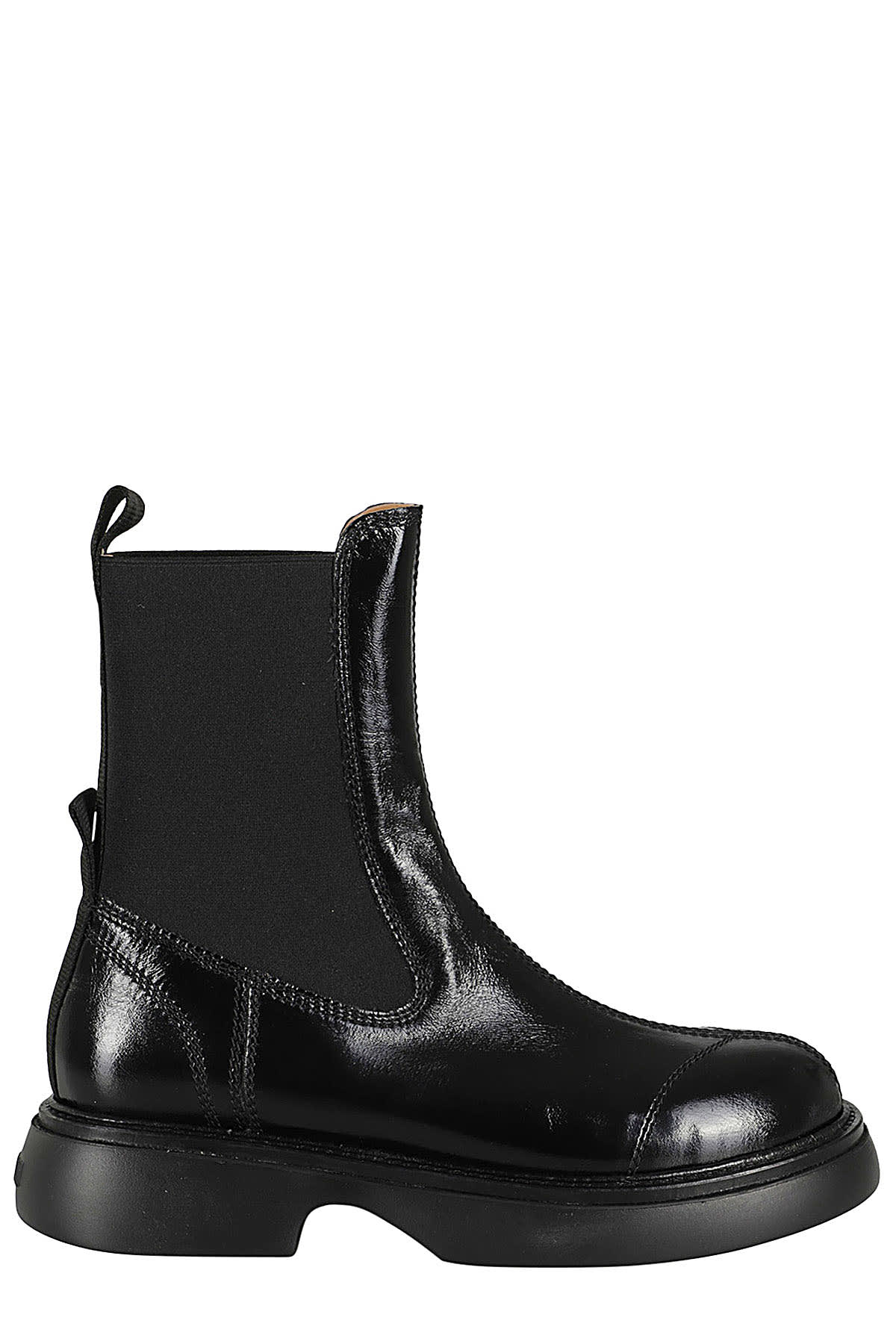 Shop Ganni Everyday Mid Chelsea Boots Tonal Naplack In Black