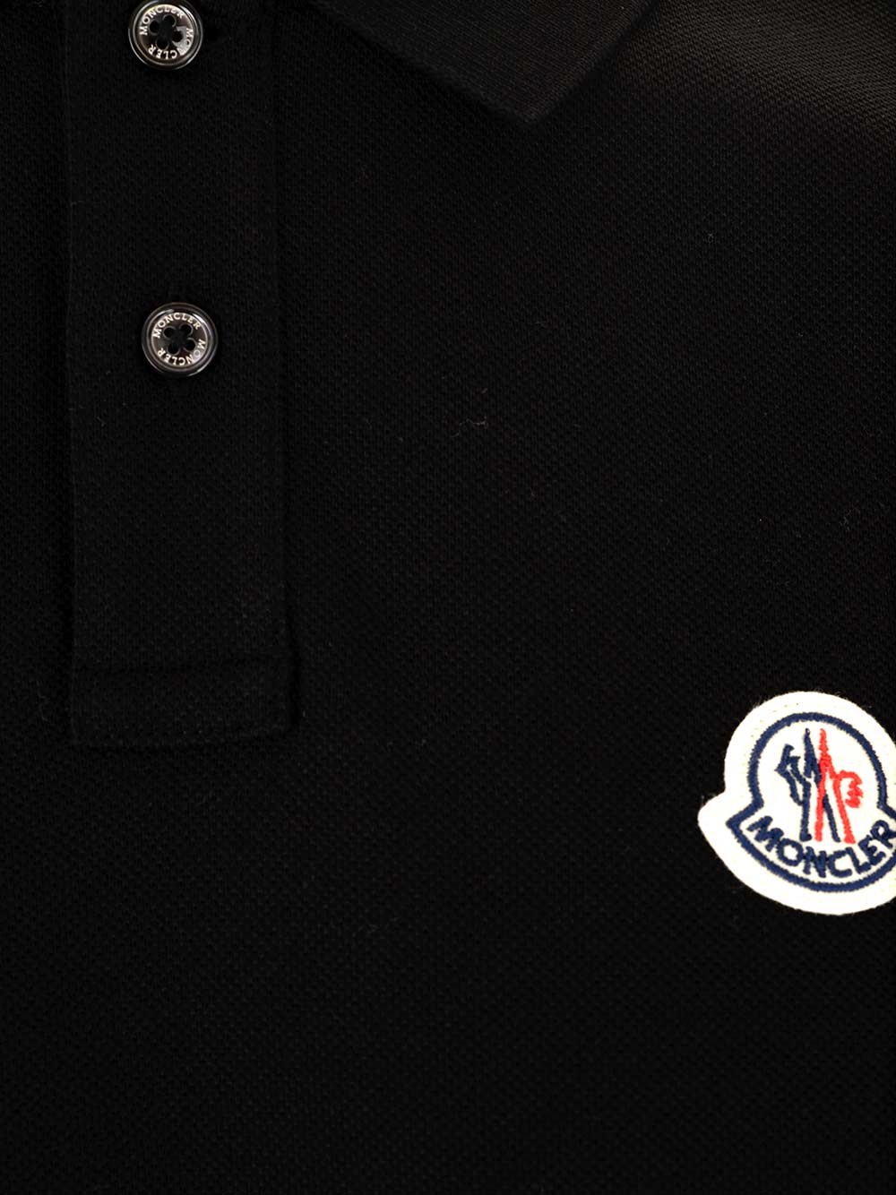 Moncler Black Cotton Polo Shirt In Black