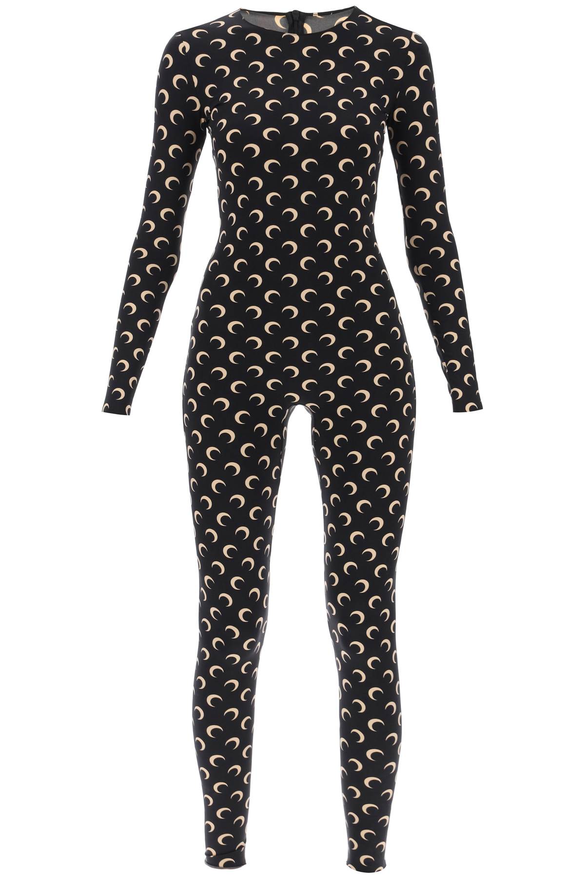Marine Serre Black Recycled Moon Strass Jersey Catsuit In Black