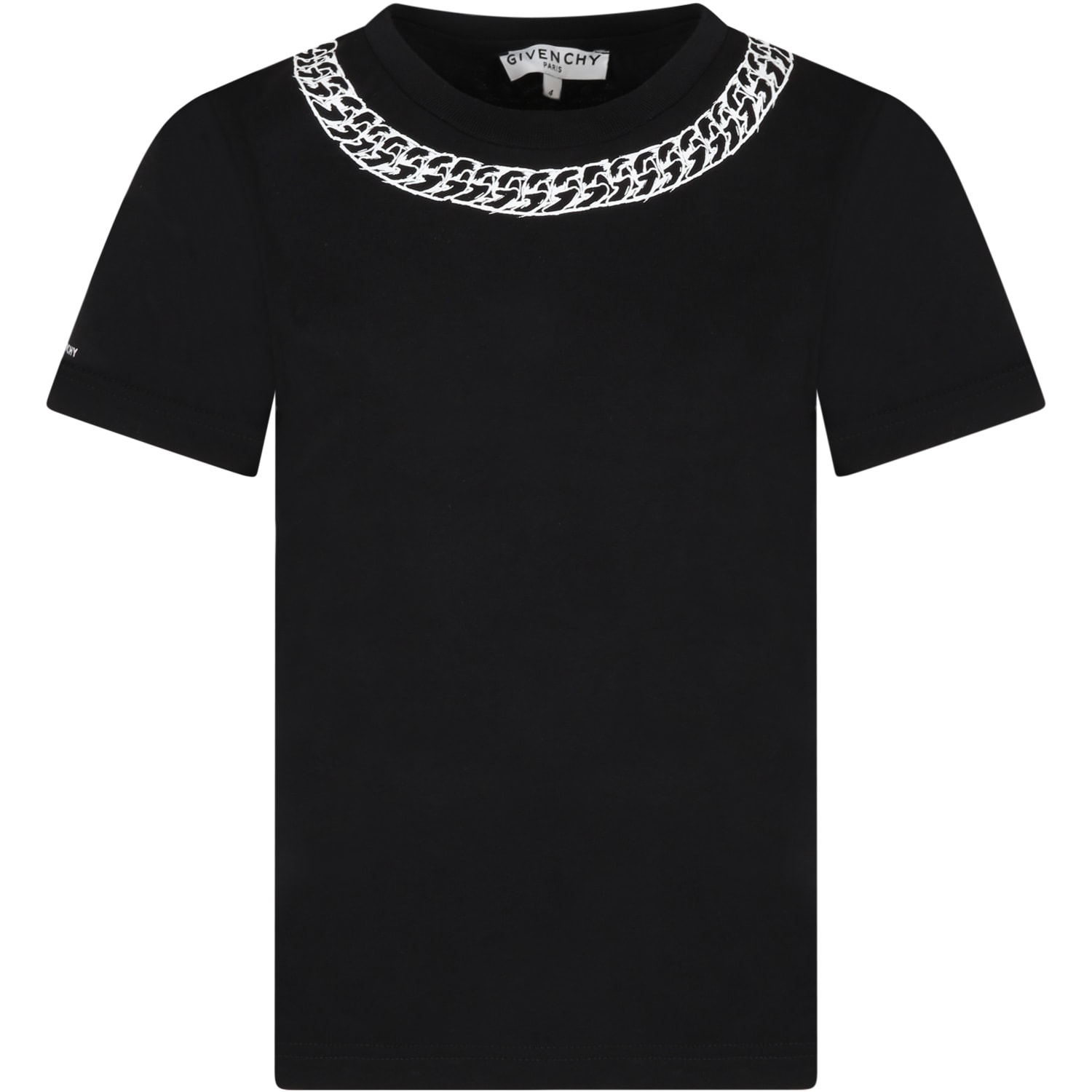 Givenchy Black T-shirt For Kids With Chain